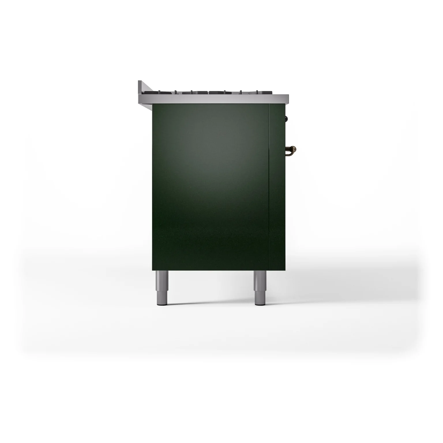 ILVE 60-Inch Nostalgie II Natural Gas Dual Fuel Range with 9 Burners, Griddle and Triple Glass Door Oven in Emerald Green with Bronze Trim (UP60FNMPEGB) - Image 9