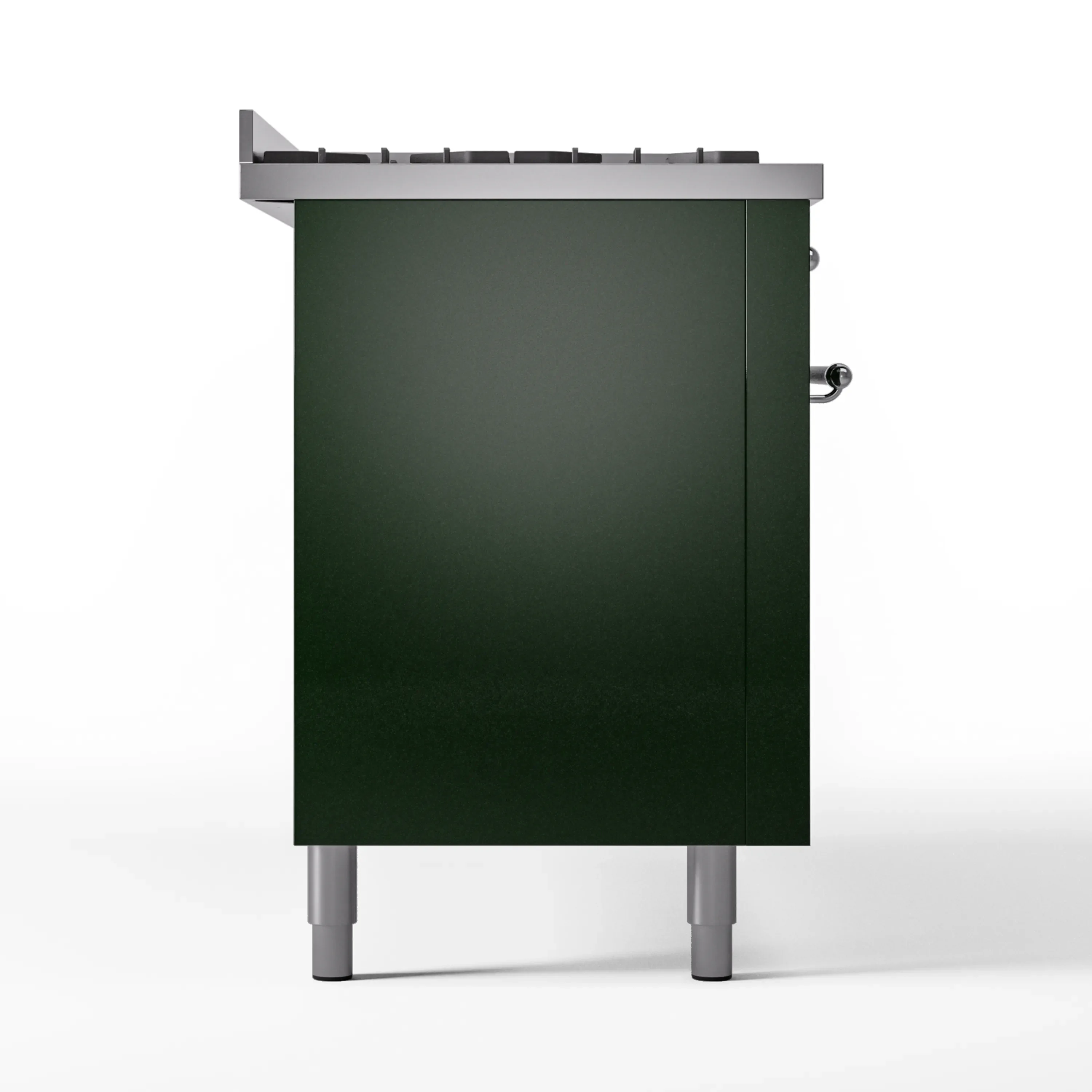 ILVE 60-Inch Nostalgie II Natural Gas Dual Fuel Range with 9 Burners, Griddle and Triple Glass Door Oven in Emerald Green with Chrome Trim (UP60FNMPEGC) - Image 10