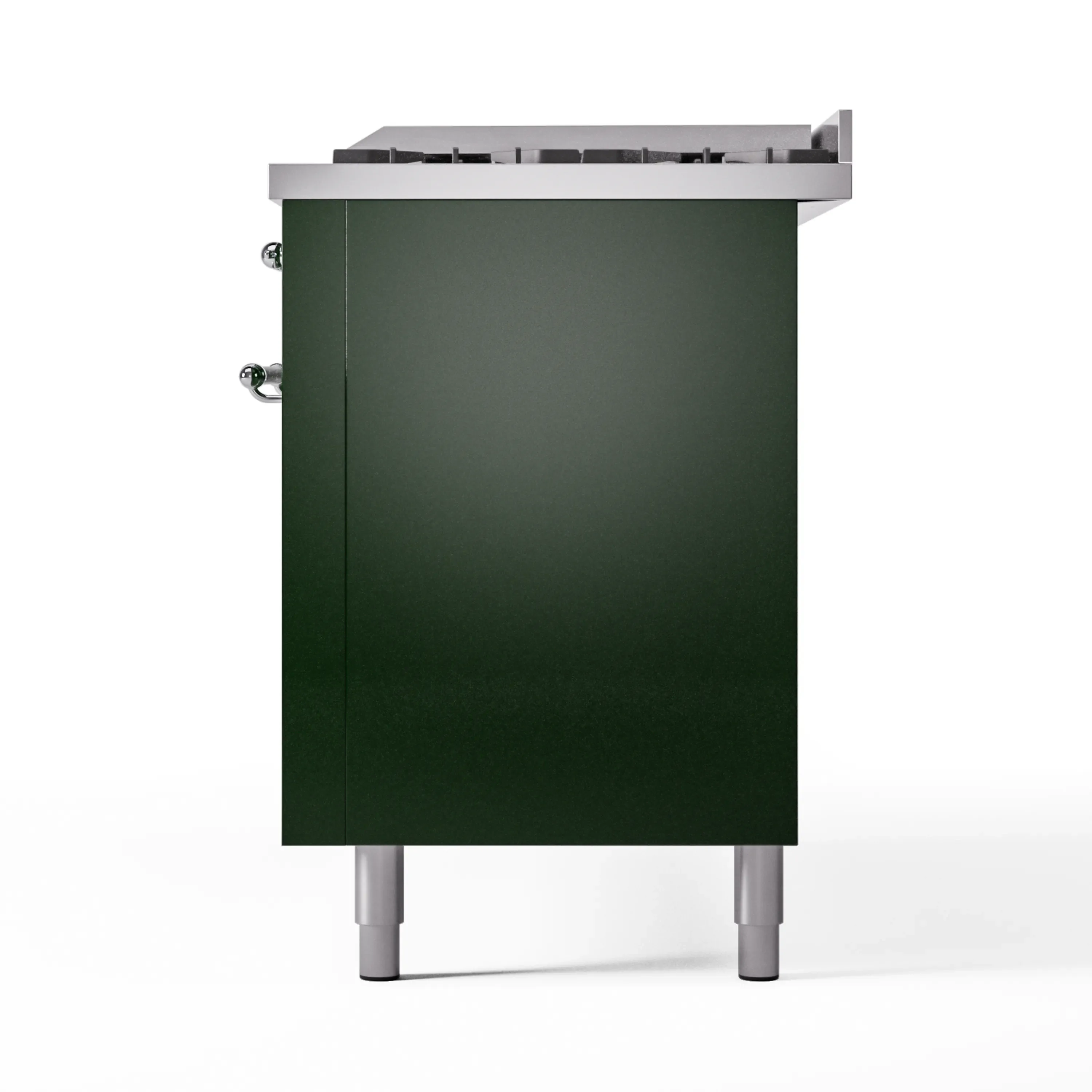 ILVE 60-Inch Nostalgie II Natural Gas Dual Fuel Range with 9 Burners, Griddle and Triple Glass Door Oven in Emerald Green with Chrome Trim (UP60FNMPEGC) - Image 9