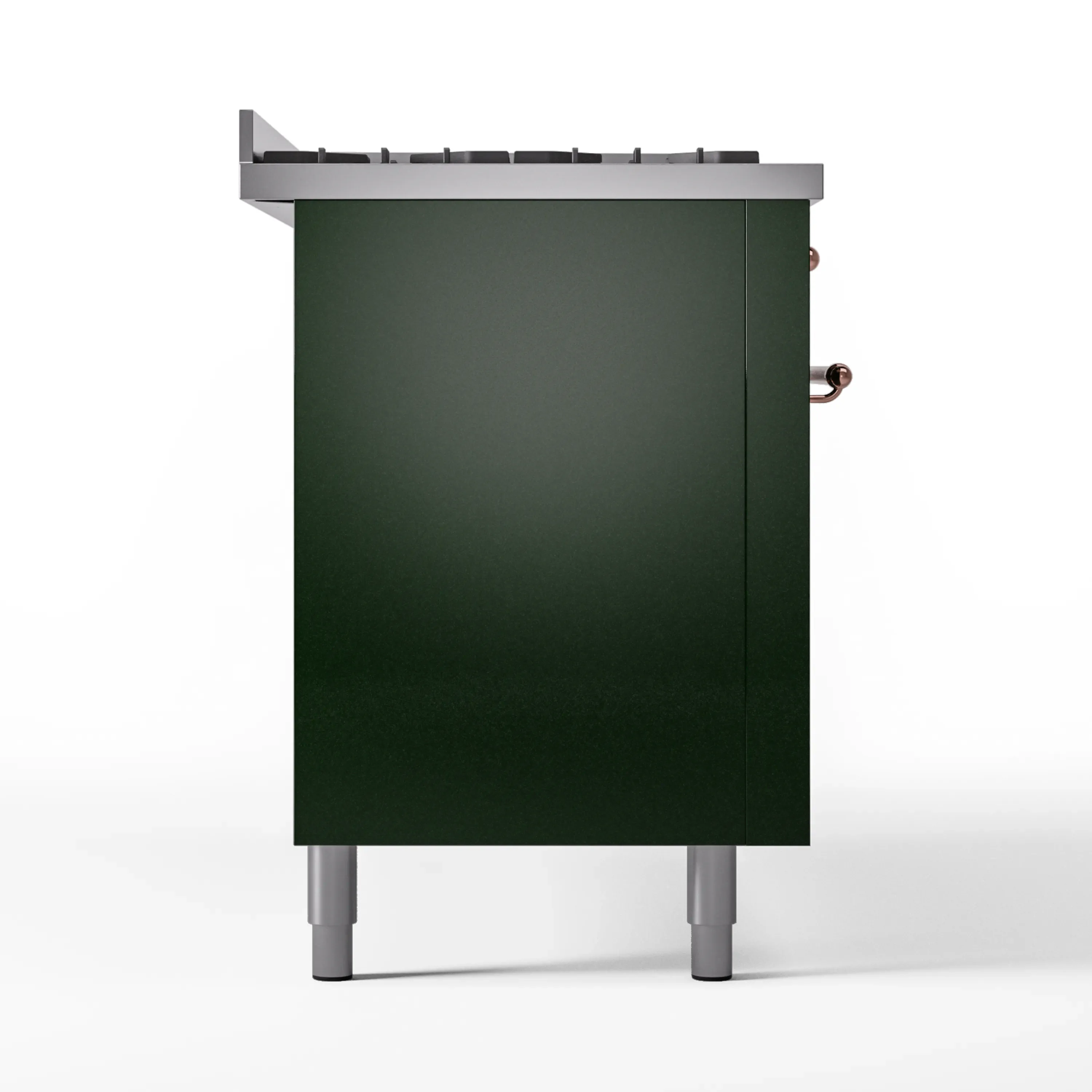 ILVE 60-Inch Nostalgie II Natural Gas Dual Fuel Range with 9 Burners, Griddle and Triple Glass Door Oven in Emerald Green with Copper Trim (UP60FNMPEGP) - Image 10
