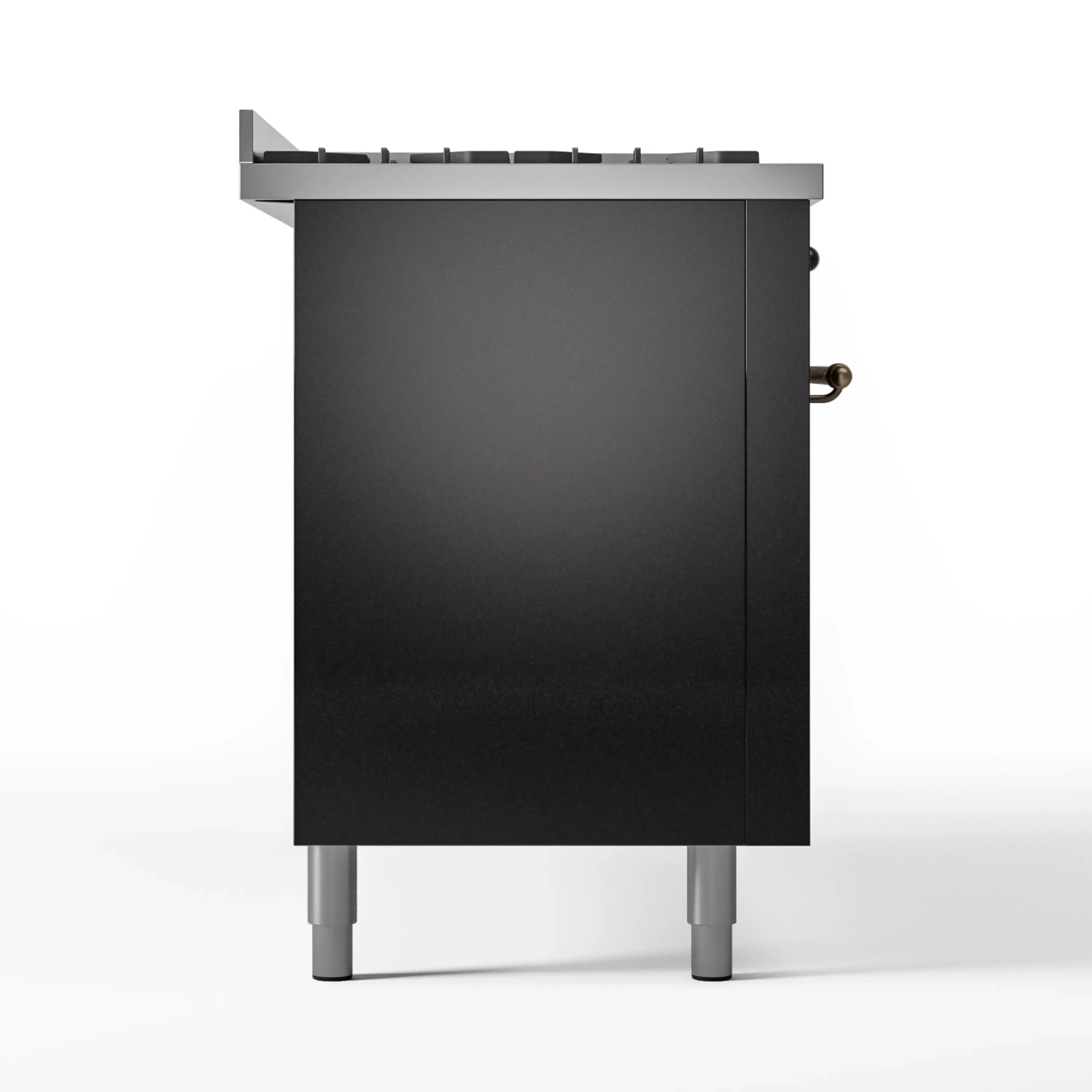 ILVE 60-Inch Nostalgie II Natural Gas Dual Fuel Range with 9 Burners, Griddle and Triple Glass Door Oven in Glossy Black with Bronze Trim (UP60FNMPBKB) - Image 10