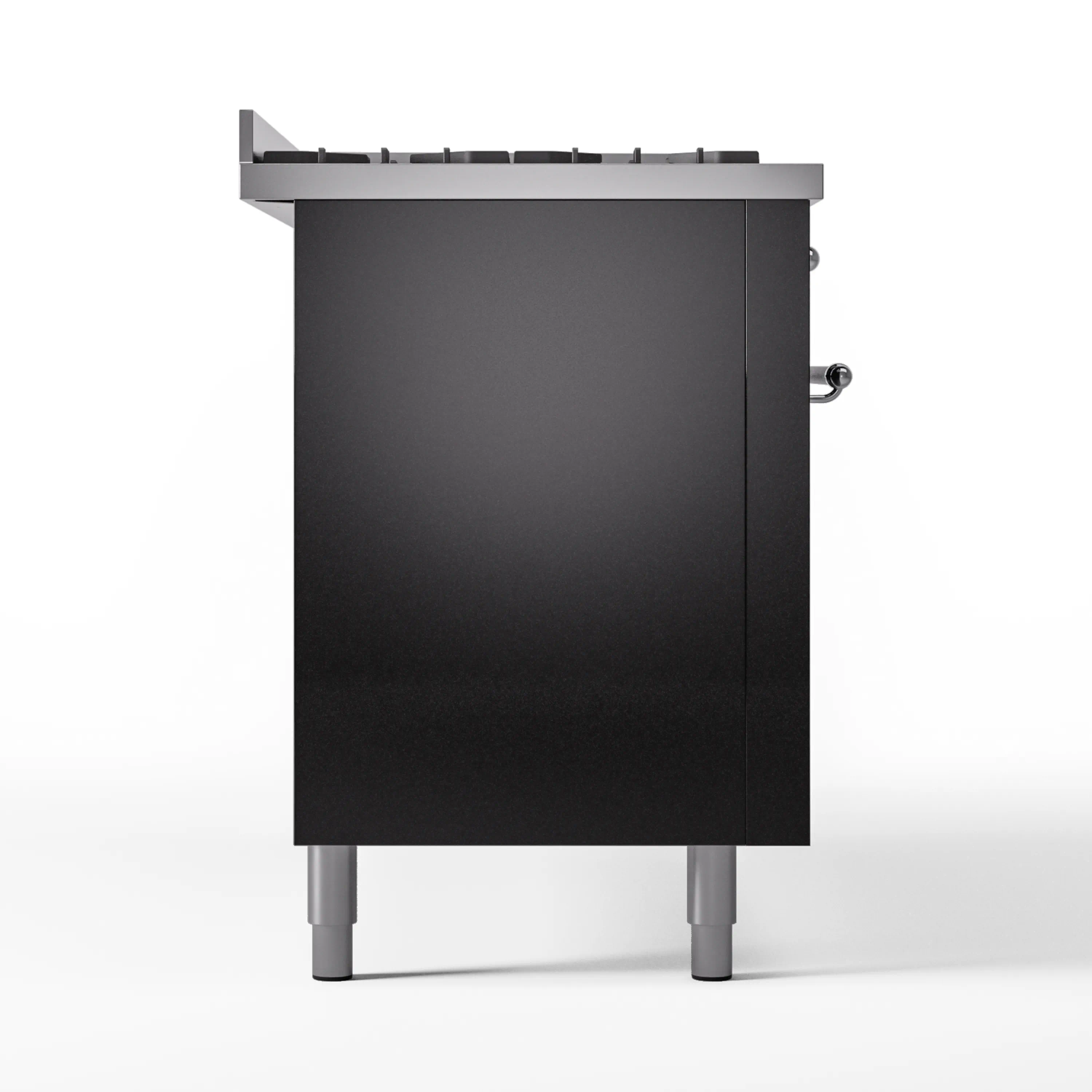 ILVE 60-Inch Nostalgie II Natural Gas Dual Fuel Range with 9 Burners, Griddle and Triple Glass Door Oven in Glossy Black with Chrome Trim (UP60FNMPBKC) - Image 10
