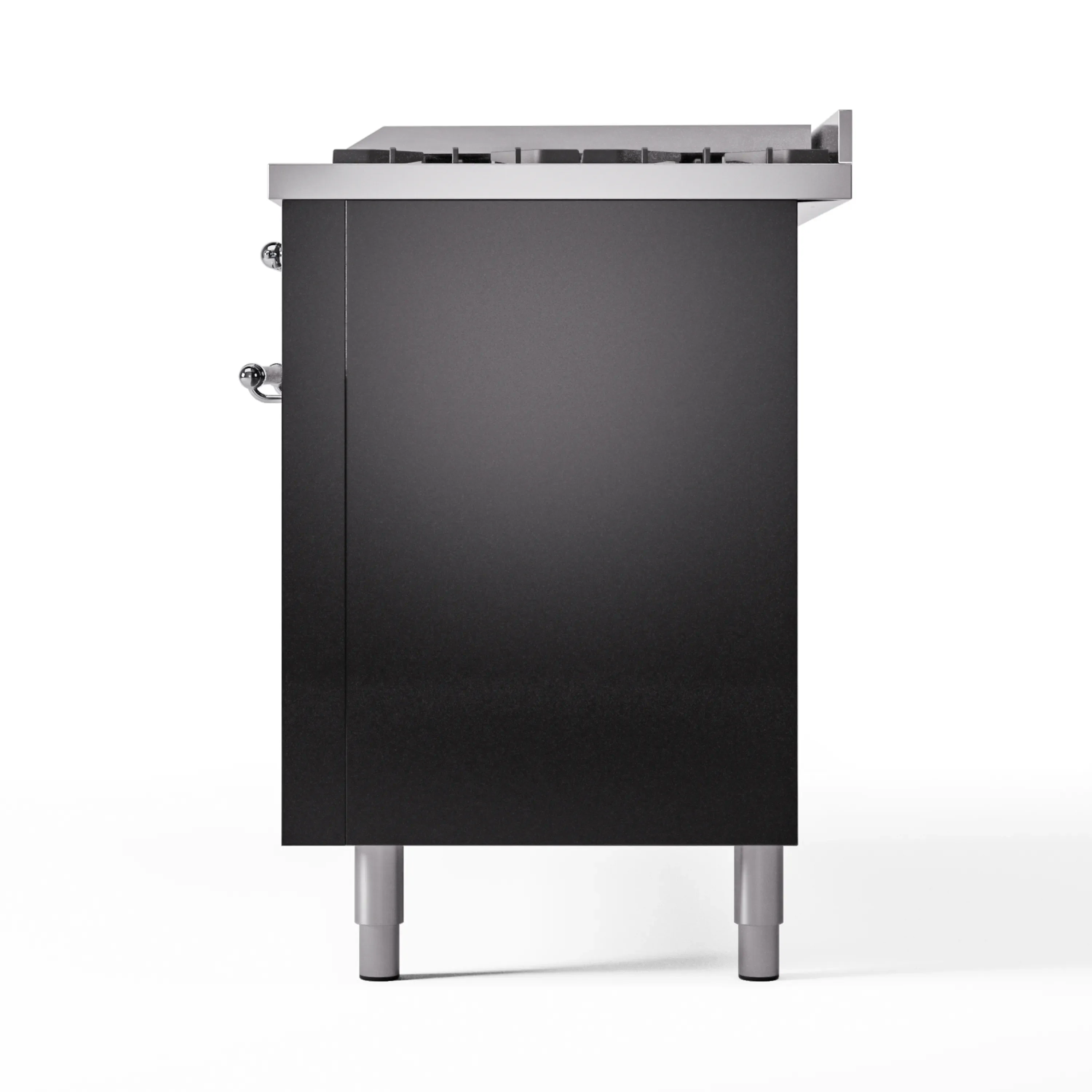 ILVE 60-Inch Nostalgie II Natural Gas Dual Fuel Range with 9 Burners, Griddle and Triple Glass Door Oven in Glossy Black with Chrome Trim (UP60FNMPBKC) - Image 8