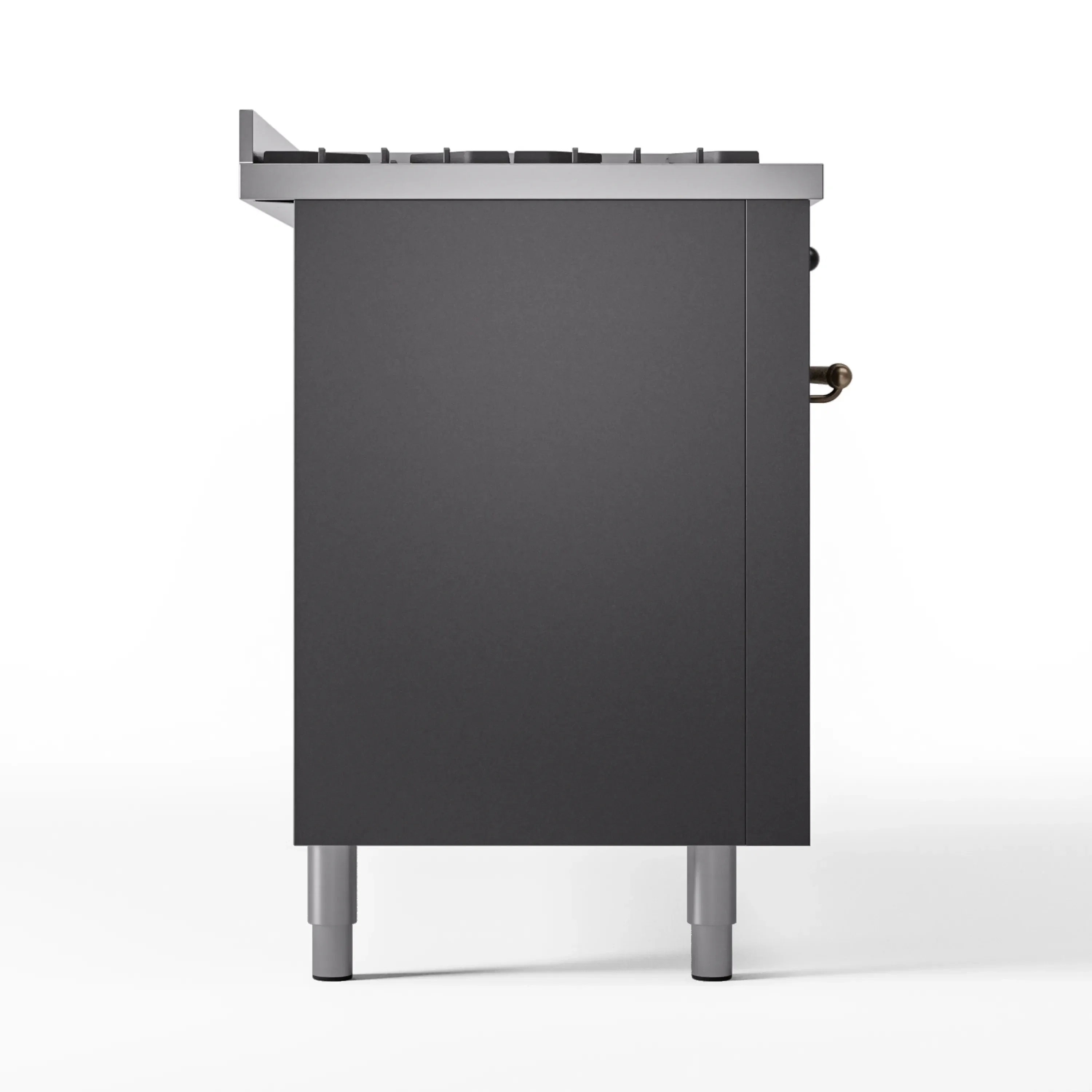 ILVE 60-Inch Nostalgie II Natural Gas Dual Fuel Range with 9 Burners, Griddle and Triple Glass Door Oven in Matte Graphite with Bronze Trim (UP60FNMPMGB) - Image 10