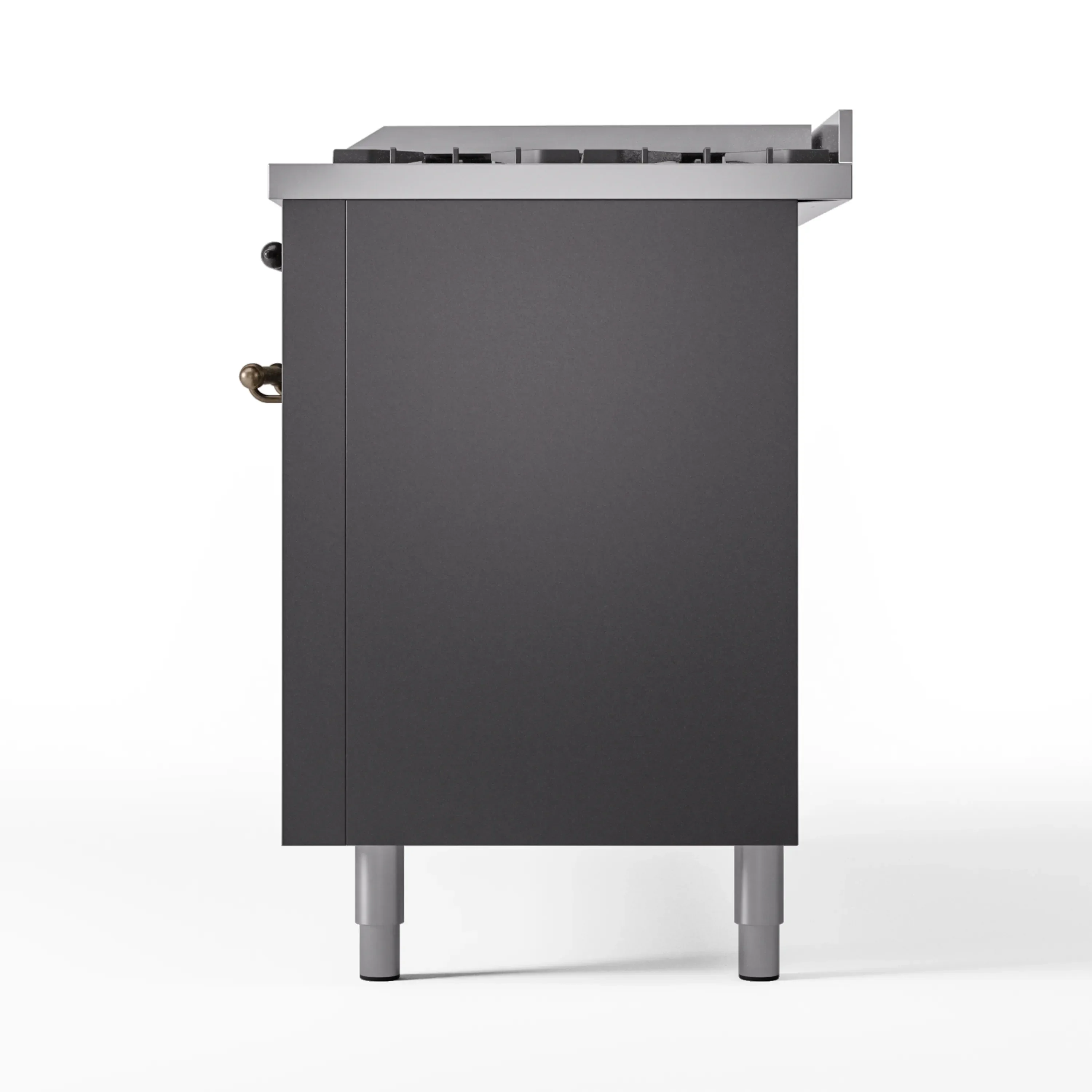 ILVE 60-Inch Nostalgie II Natural Gas Dual Fuel Range with 9 Burners, Griddle and Triple Glass Door Oven in Matte Graphite with Bronze Trim (UP60FNMPMGB) - Image 9