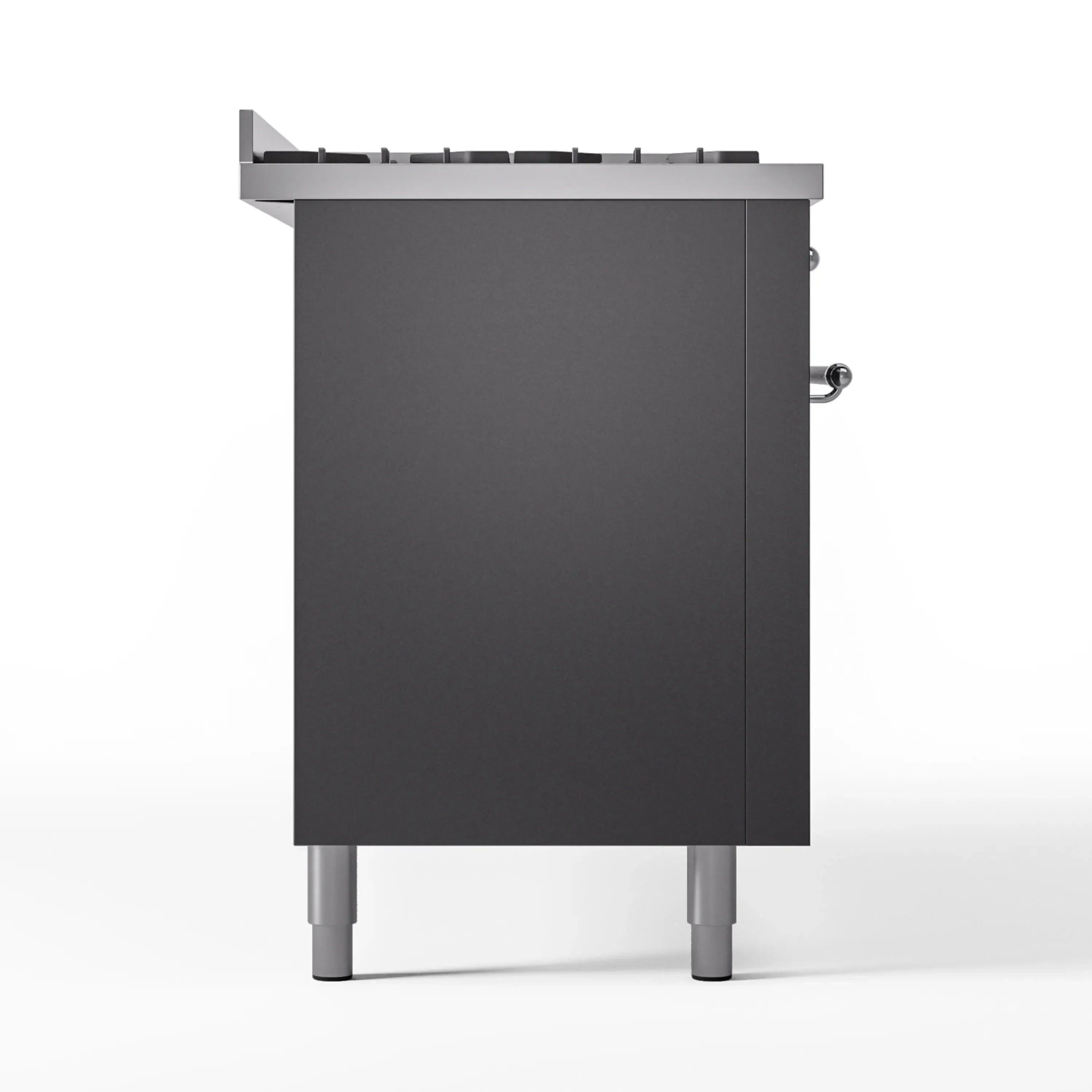 ILVE 60-Inch Nostalgie II Natural Gas Dual Fuel Range with 9 Burners, Griddle and Triple Glass Door Oven in Matte Graphite with Chrome Trim (UP60FNMPMGC) - Image 10