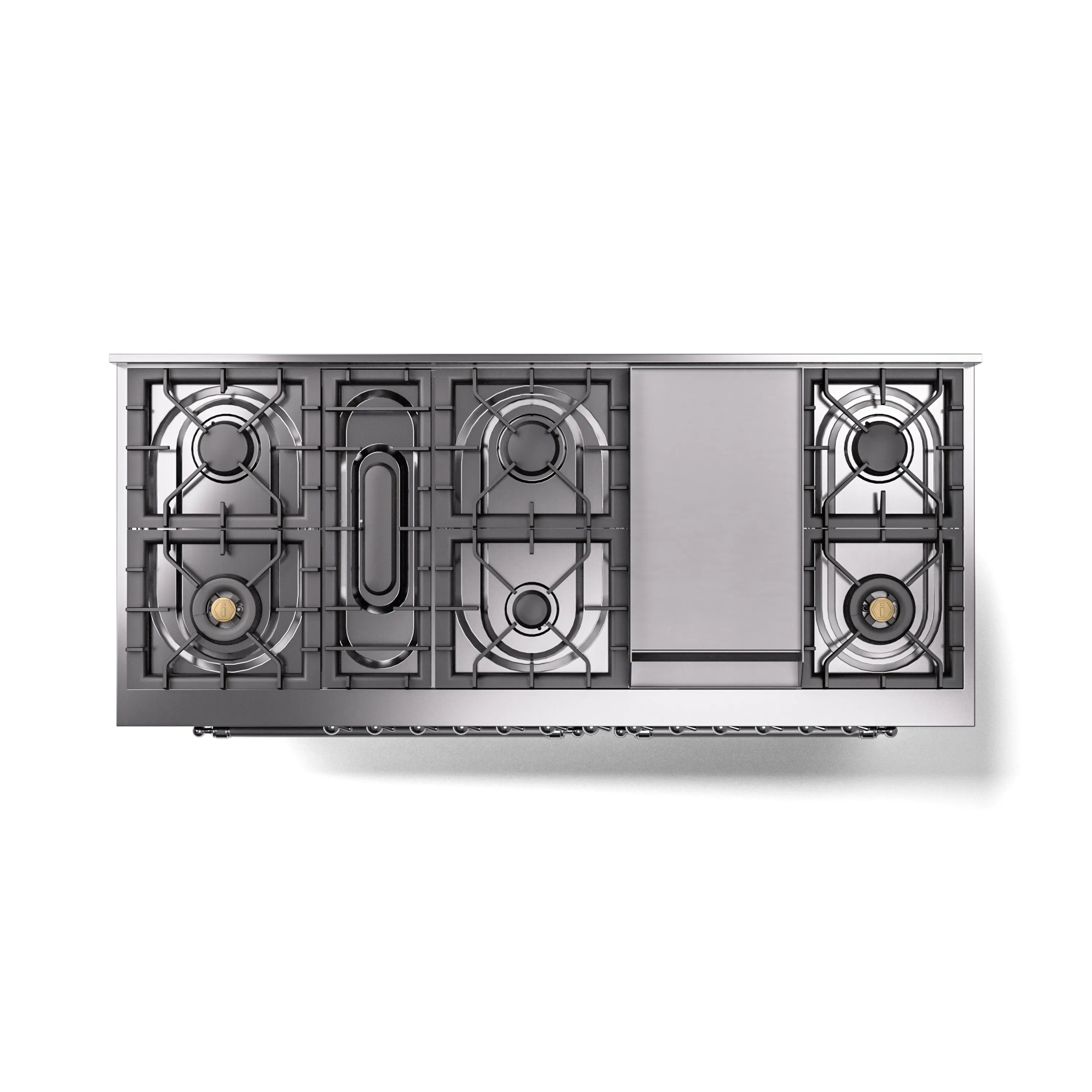 ILVE 60-Inch Nostalgie II Natural Gas Dual Fuel Range with 9 Burners, Griddle and Triple Glass Door Oven in Matte Graphite with Chrome Trim (UP60FNMPMGC) - Image 4