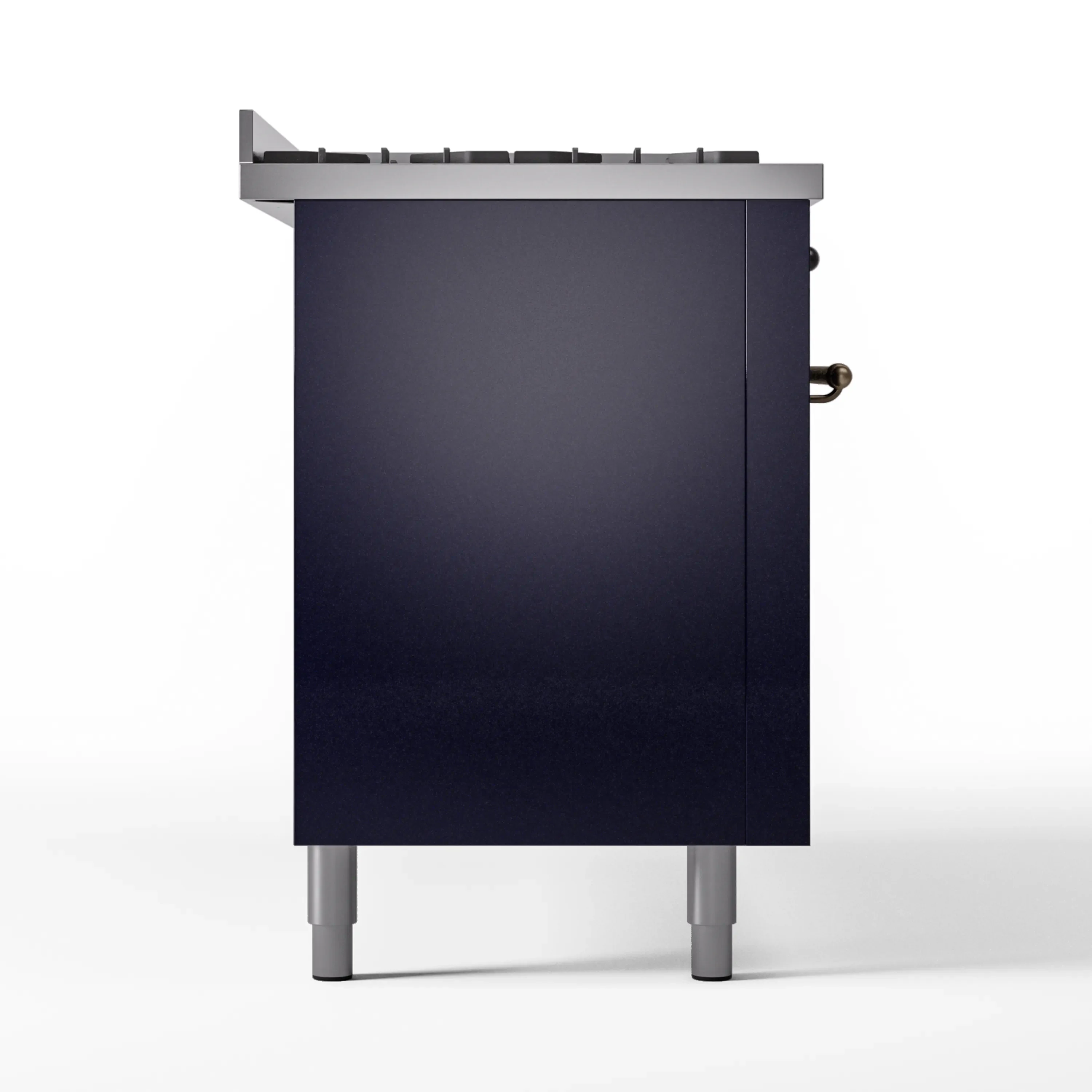 ILVE 60-Inch Nostalgie II Natural Gas Dual Fuel Range with 9 Burners, Griddle and Triple Glass Door Oven in Midnight Blue with Bronze Trim (UP60FNMPMBB) - Image 10