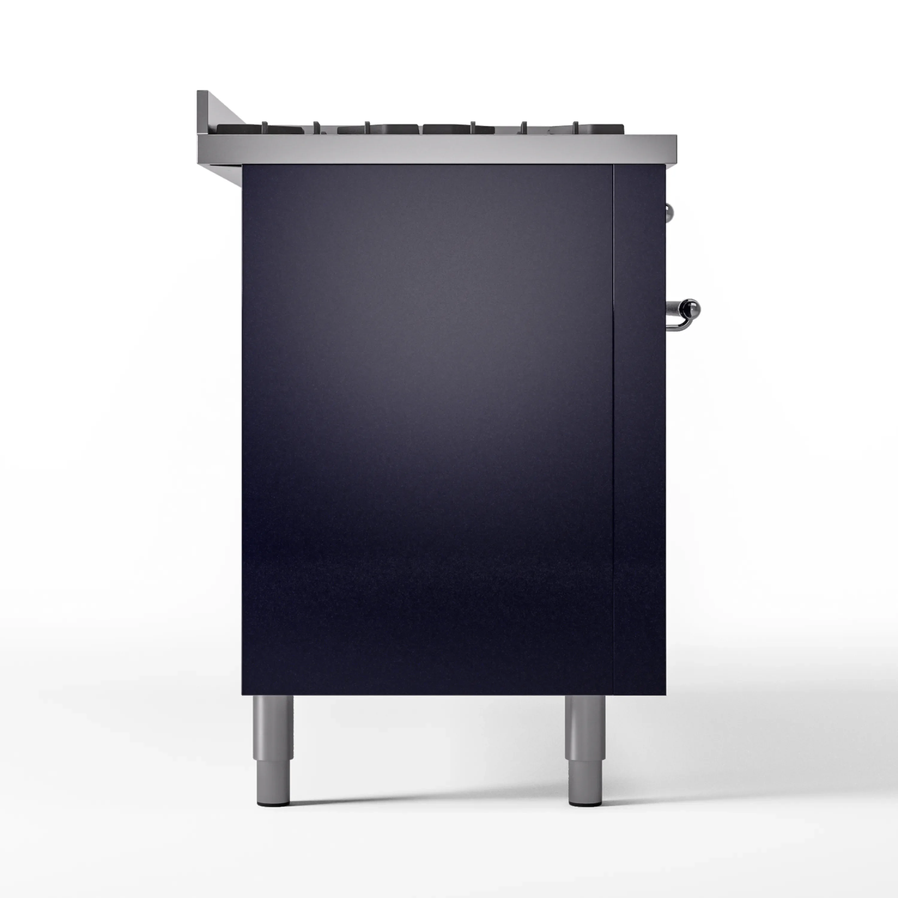 ILVE 60-Inch Nostalgie II Natural Gas Dual Fuel Range with 9 Burners, Griddle and Triple Glass Door Oven in Midnight Blue with Chrome Trim (UP60FNMPMBC) - Image 10