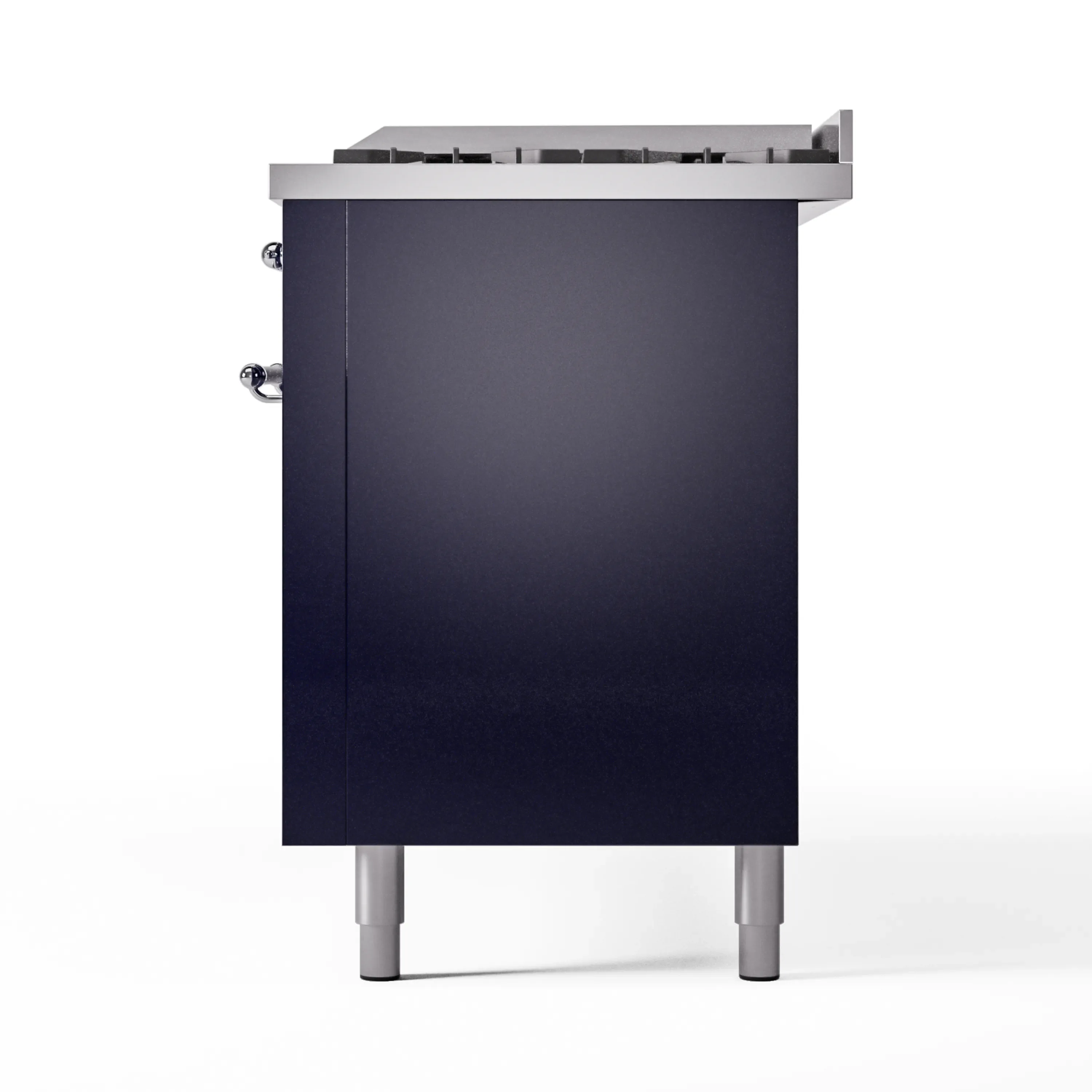 ILVE 60-Inch Nostalgie II Natural Gas Dual Fuel Range with 9 Burners, Griddle and Triple Glass Door Oven in Midnight Blue with Chrome Trim (UP60FNMPMBC) - Image 9