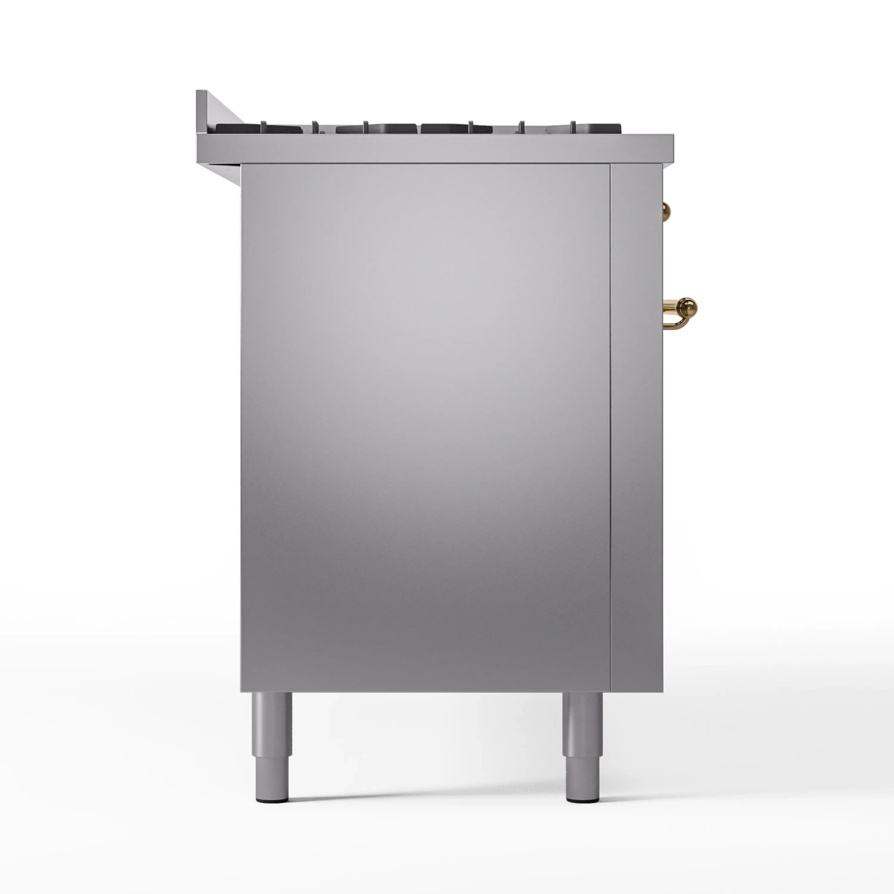 ILVE 60-Inch Nostalgie II Natural Gas Dual Fuel Range with 9 Burners, Griddle and Triple Glass Door Oven in Stainless Steel with Brass Trim (UP60FNMPSSG) - Image 10