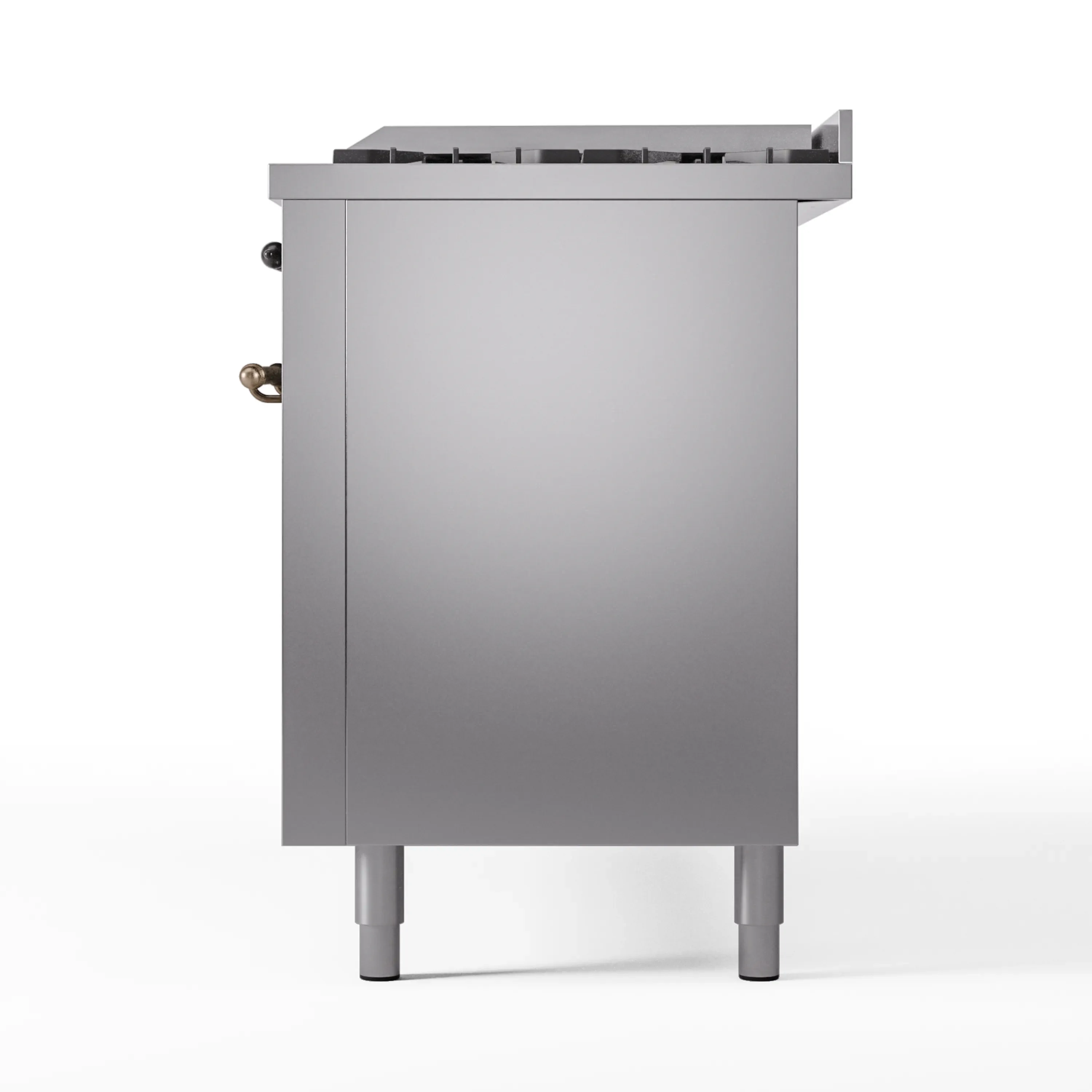 ILVE 60-Inch Nostalgie II Natural Gas Dual Fuel Range with 9 Burners, Griddle and Triple Glass Door Oven in Stainless Steel with Bronze Trim (UP60FNMPSSB) - Image 10