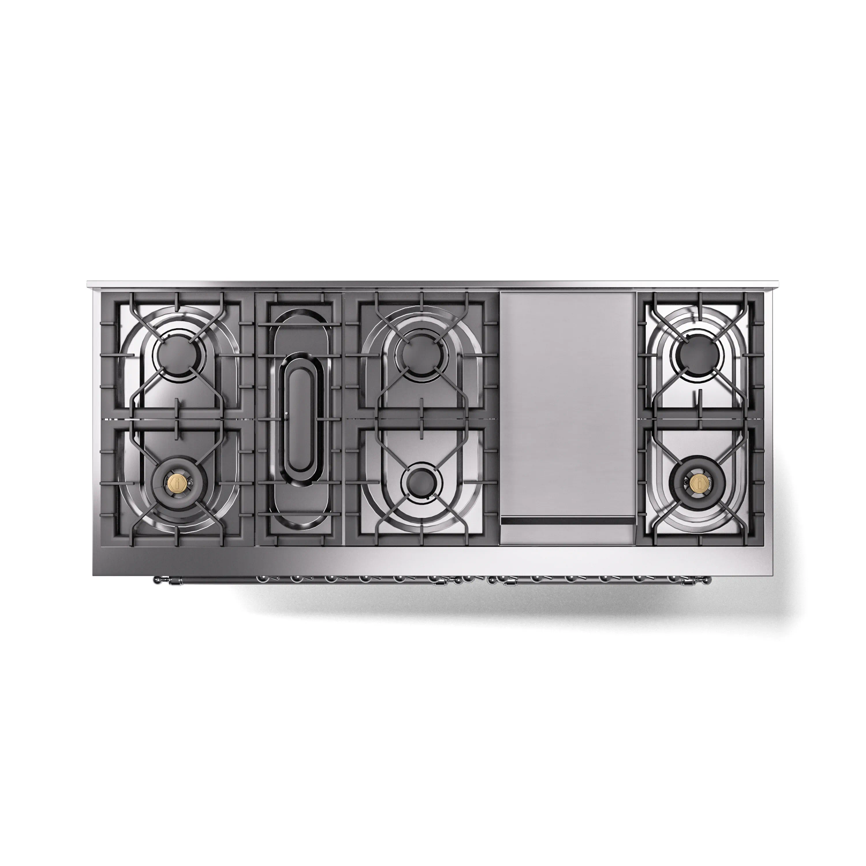 ILVE 60-Inch Nostalgie II Natural Gas Dual Fuel Range with 9 Burners, Griddle and Triple Glass Door Oven in Stainless Steel with Chrome Trim (UP60FNMPSSC) - Image 4