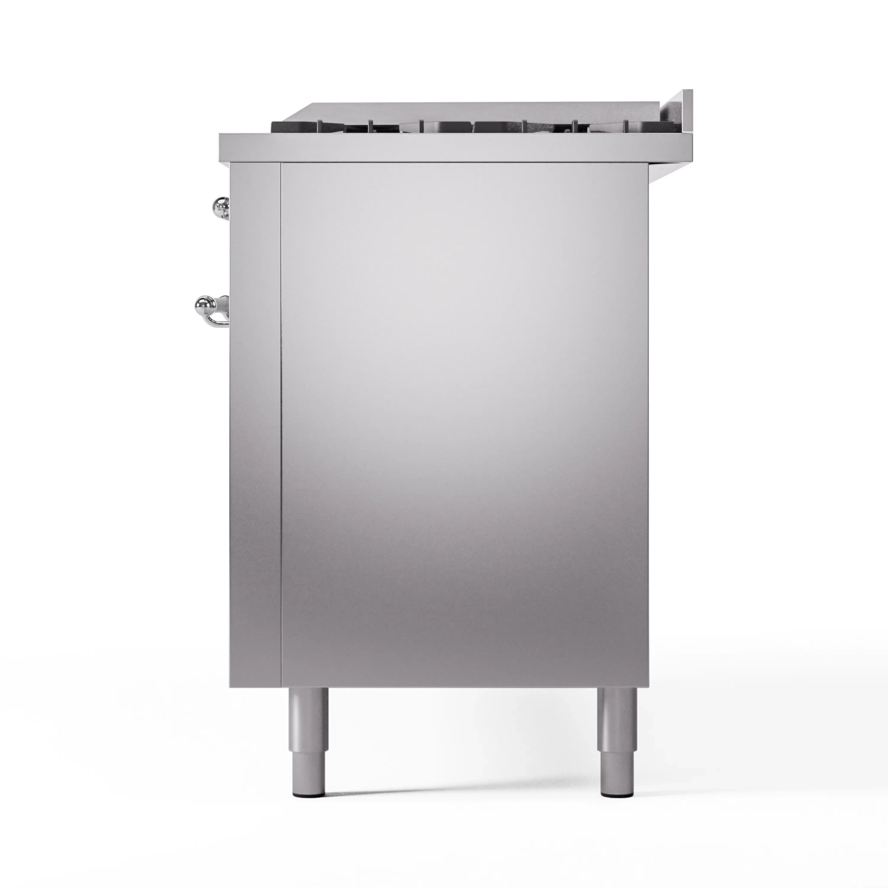 ILVE 60-Inch Nostalgie II Natural Gas Dual Fuel Range with 9 Burners, Griddle and Triple Glass Door Oven in Stainless Steel with Chrome Trim (UP60FNMPSSC) - Image 9