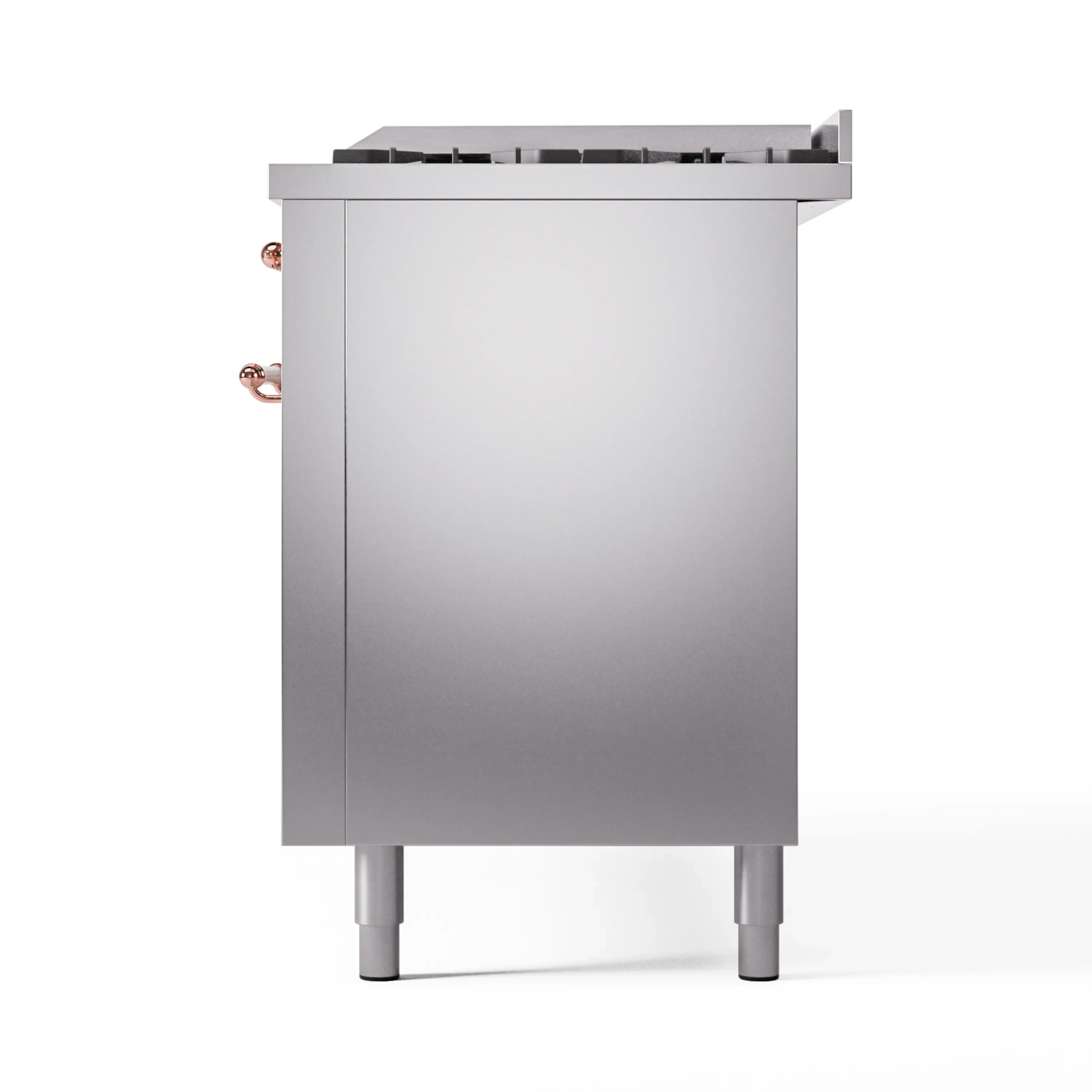 ILVE 60-Inch Nostalgie II Natural Gas Dual Fuel Range with 9 Burners, Griddle and Triple Glass Door Oven in Stainless Steel with Copper Trim (UP60FNMPSSP) - Image 9
