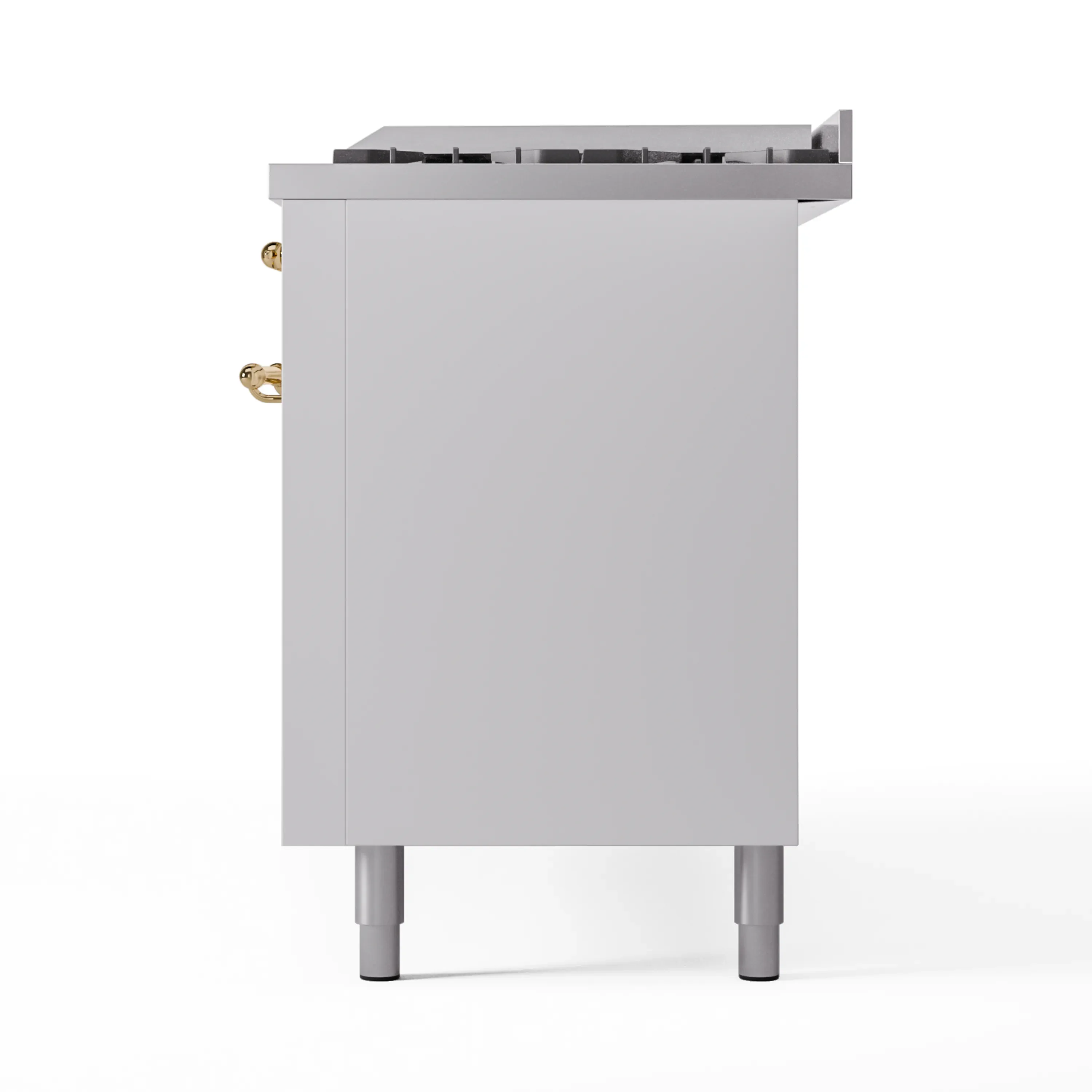 ILVE 60-Inch Nostalgie II Natural Gas Dual Fuel Range with 9 Burners, Griddle and Triple Glass Door Oven in White with Brass Trim (UP60FNMPWHG) - Image 10