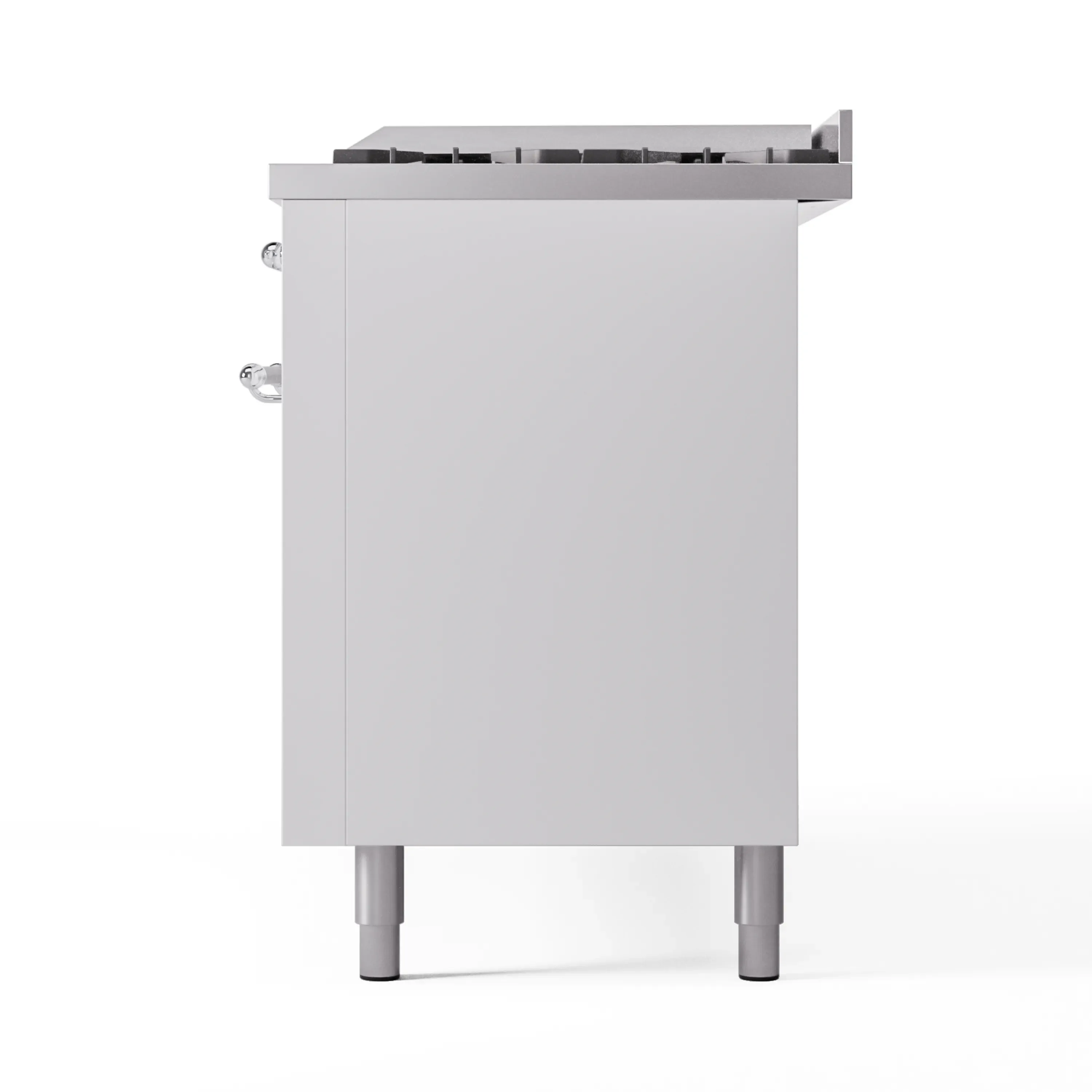 ILVE 60-Inch Nostalgie II Natural Gas Dual Fuel Range with 9 Burners, Griddle and Triple Glass Door Oven in White with Chrome Trim (UP60FNMPWHC) - Image 9