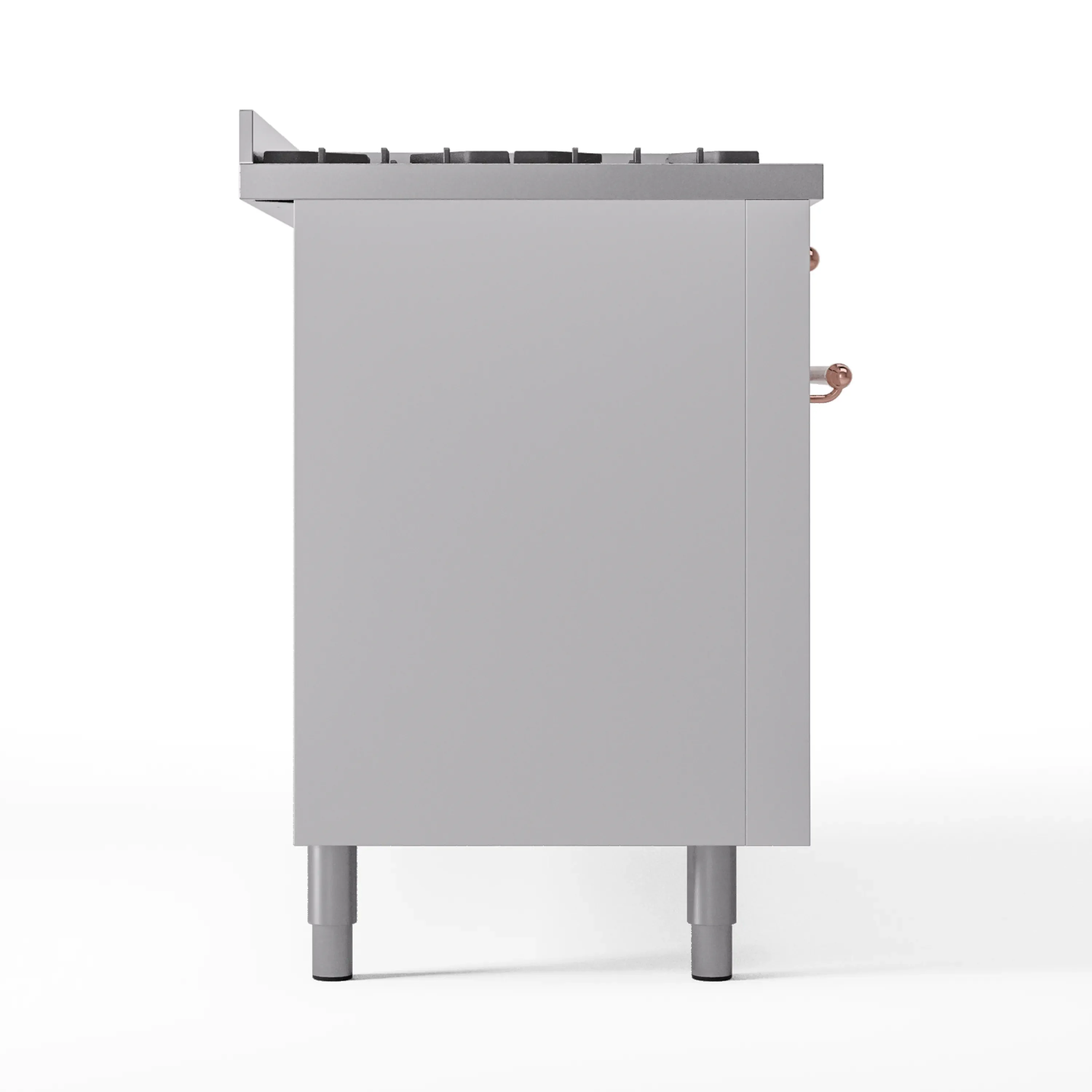 ILVE 60-Inch Nostalgie II Natural Gas Dual Fuel Range with 9 Burners, Griddle and Triple Glass Door Oven in White with Copper Trim (UP60FNMPWHP) - Image 8