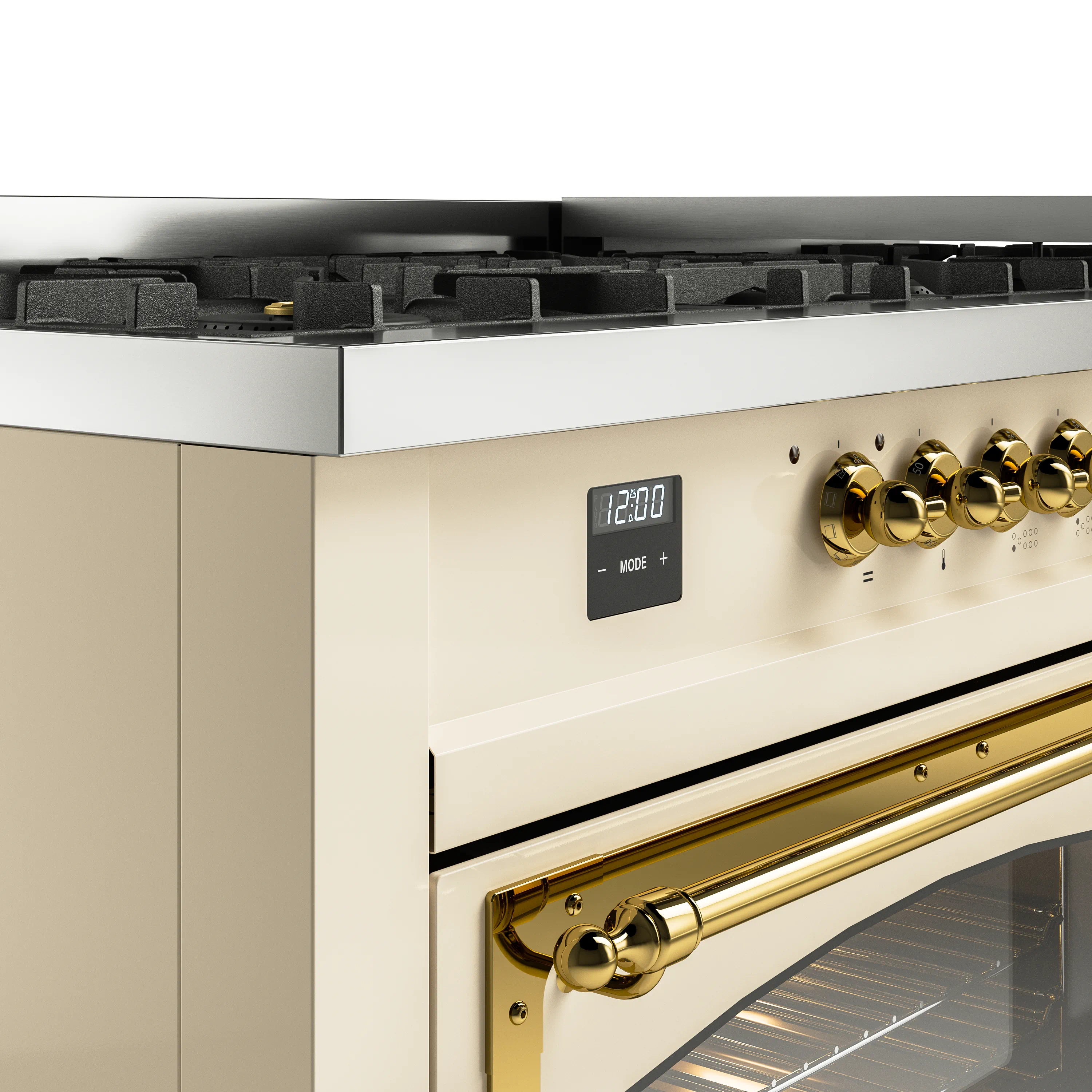 ILVE 60-Inch Nostalgie II Noblesse Natural Gas Dual Fuel Range   in Antique White with Brass Trim (UN60FNMPAWG) - Image 3