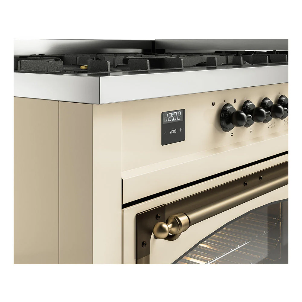 ILVE 60-Inch Nostalgie II Noblesse Natural Gas Dual Fuel Range   in Antique White with Bronze Trim (UN60FNMPAWB) - Image 3