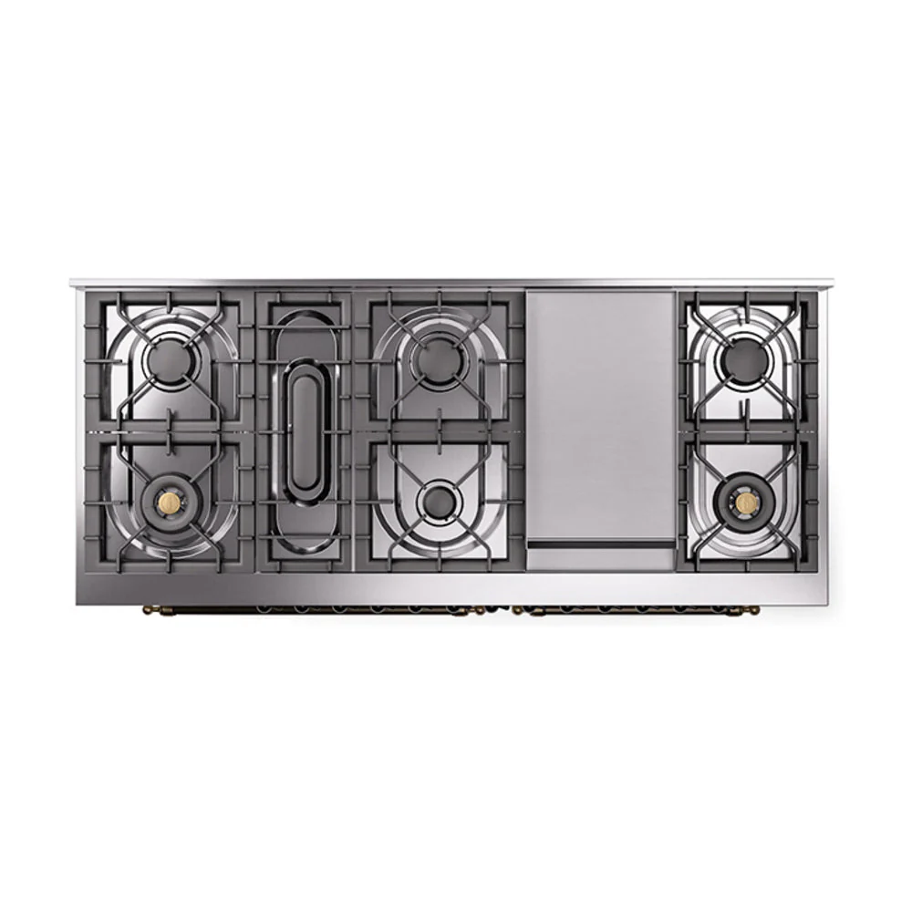 ILVE 60-Inch Nostalgie II Noblesse Natural Gas Dual Fuel Range   in Antique White with Bronze Trim (UN60FNMPAWB) - Image 4