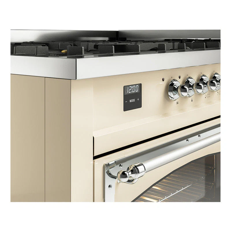ILVE 60-Inch Nostalgie II Noblesse Natural Gas Dual Fuel Range   in Antique White with Chrome Trim (UN60FNMPAWC) - Image 3