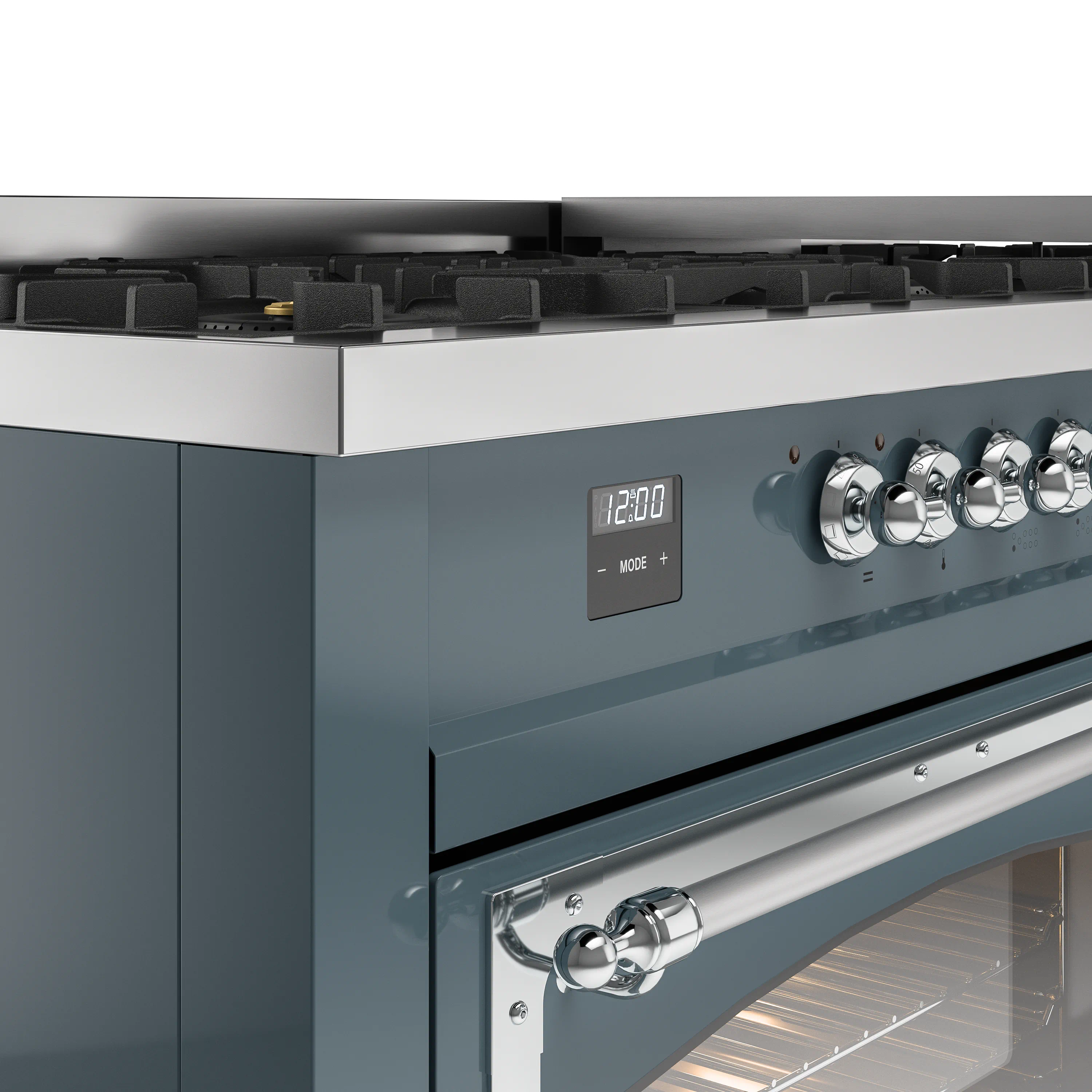 ILVE 60-Inch Nostalgie II Noblesse Natural Gas Dual Fuel Range   in Blue Grey with Chrome Trim (UN60FNMPBGC) - Image 3