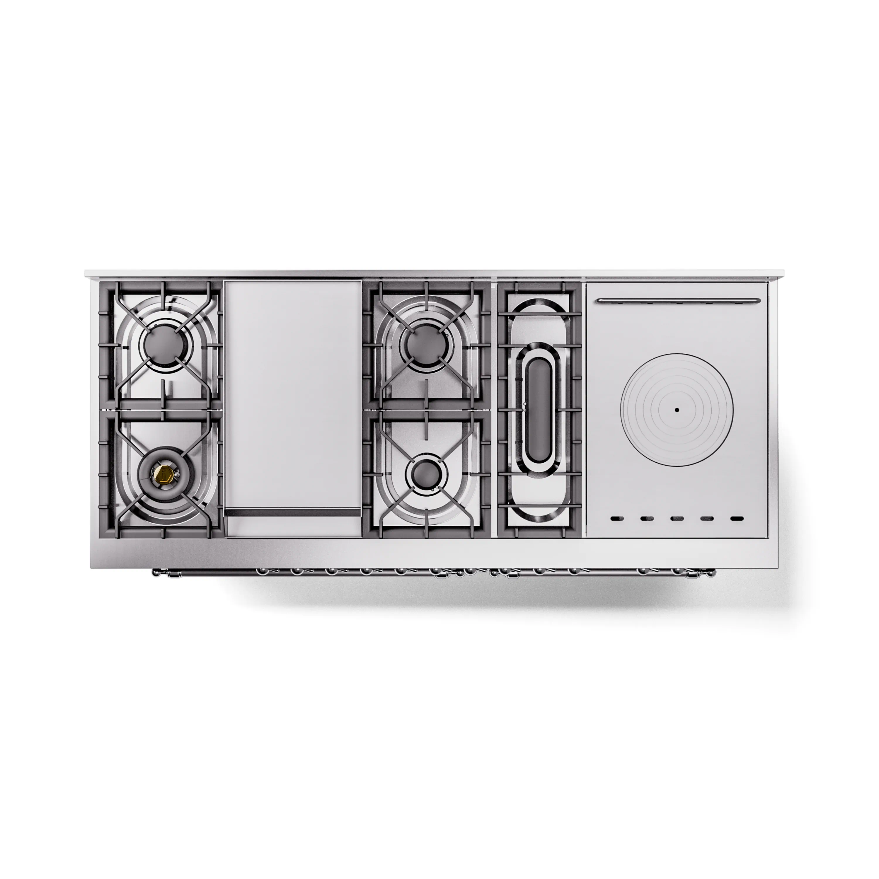 ILVE 60-Inch Nostalgie II Noblesse Natural Gas Dual Fuel Range with 7 Sealed Burners, Griddle, French Top and Triple Glass Door Oven in Burgundy with Chrome Trim (UN60FSNMPBUC) - Image 4