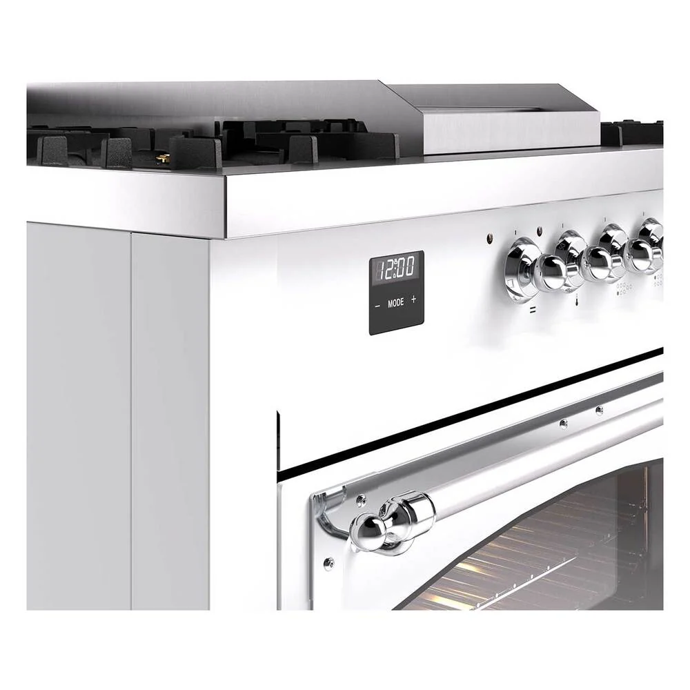 ILVE 60-Inch Nostalgie II Noblesse Natural Gas Dual Fuel Range with 7 Sealed Burners, Griddle, French Top, and Triple Glass Door Oven in Custom RAL with Chrome Trim (UN60FSNMPRAC) - Image 3