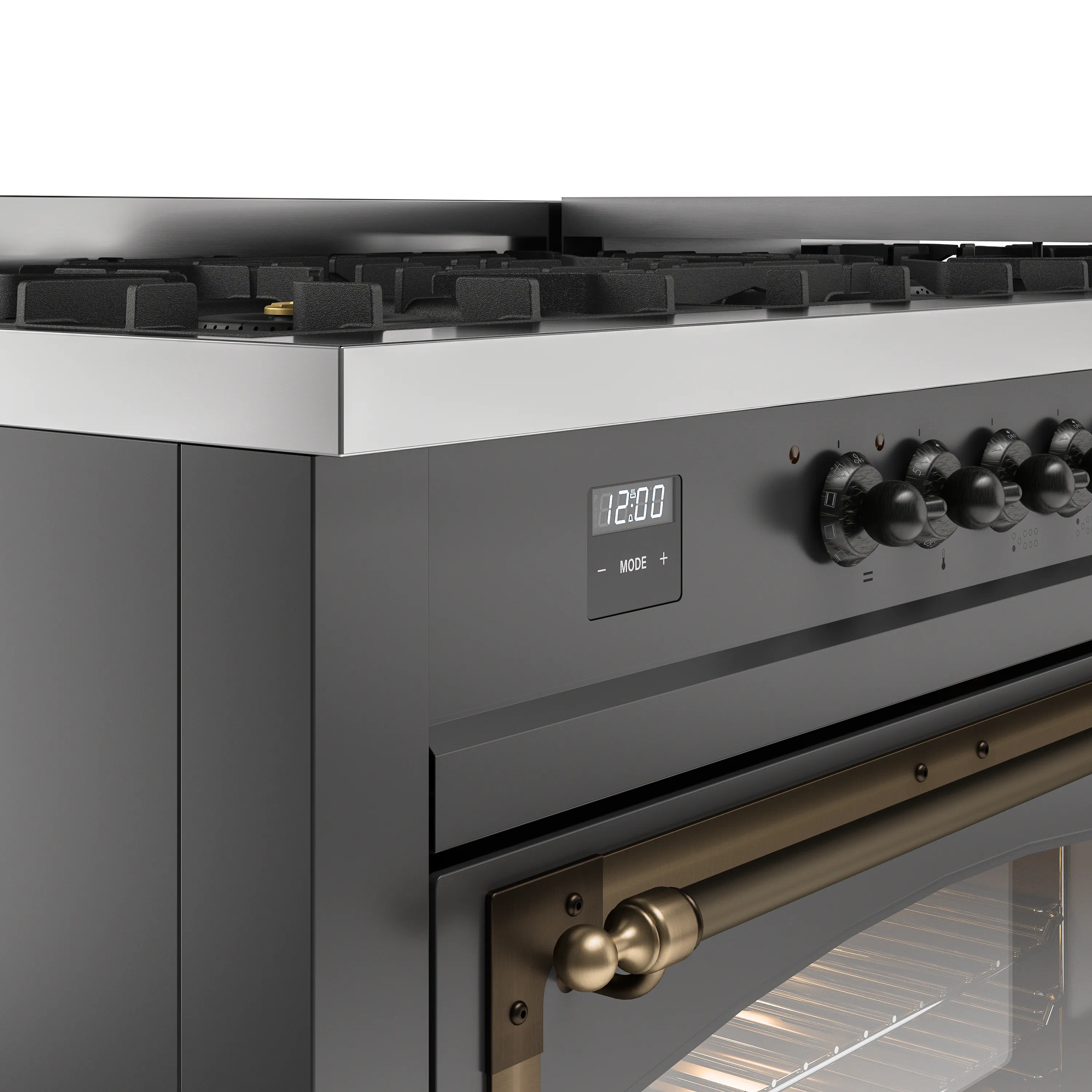 ILVE 60-Inch Nostalgie II Noblesse Natural Gas Dual Fuel Range   in Matte Graphite with Bronze Trim (UN60FNMPMGB) - Image 3