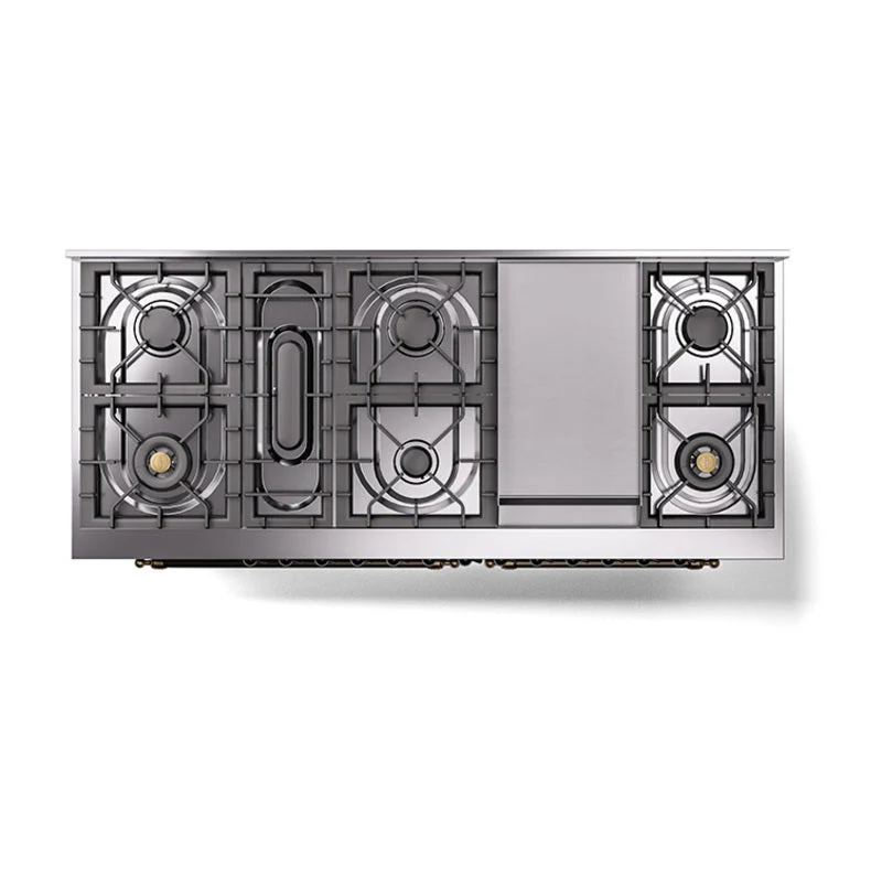 ILVE 60-Inch Nostalgie II Noblesse Natural Gas Dual Fuel Range   in Matte Graphite with Bronze Trim (UN60FNMPMGB) - Image 4