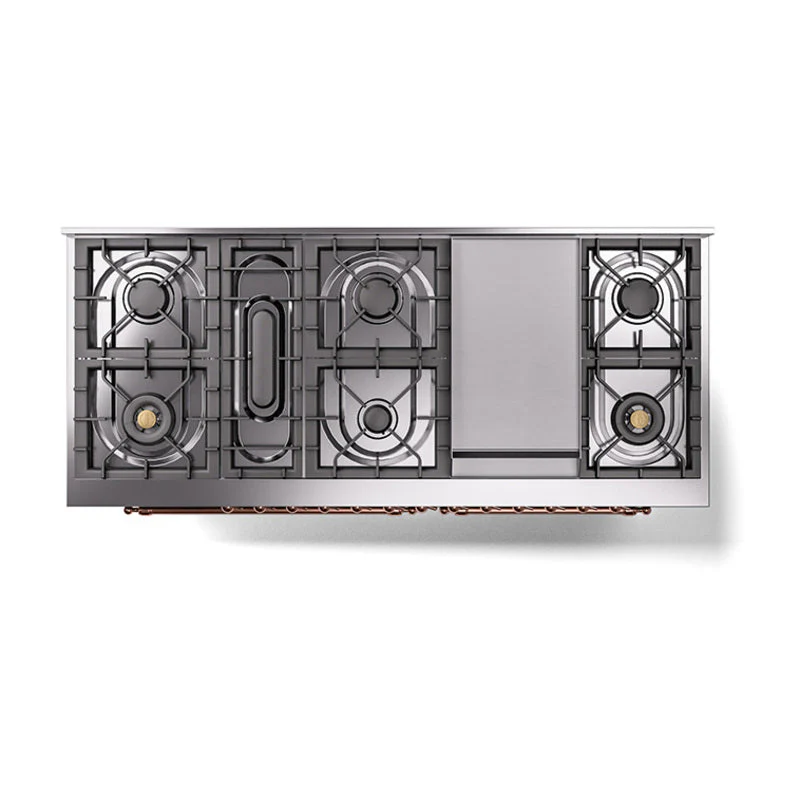 ILVE 60-Inch Nostalgie II Noblesse Natural Gas Dual Fuel Range   in Matte Graphite with Copper Trim (UN60FNMPMGP) - Image 4