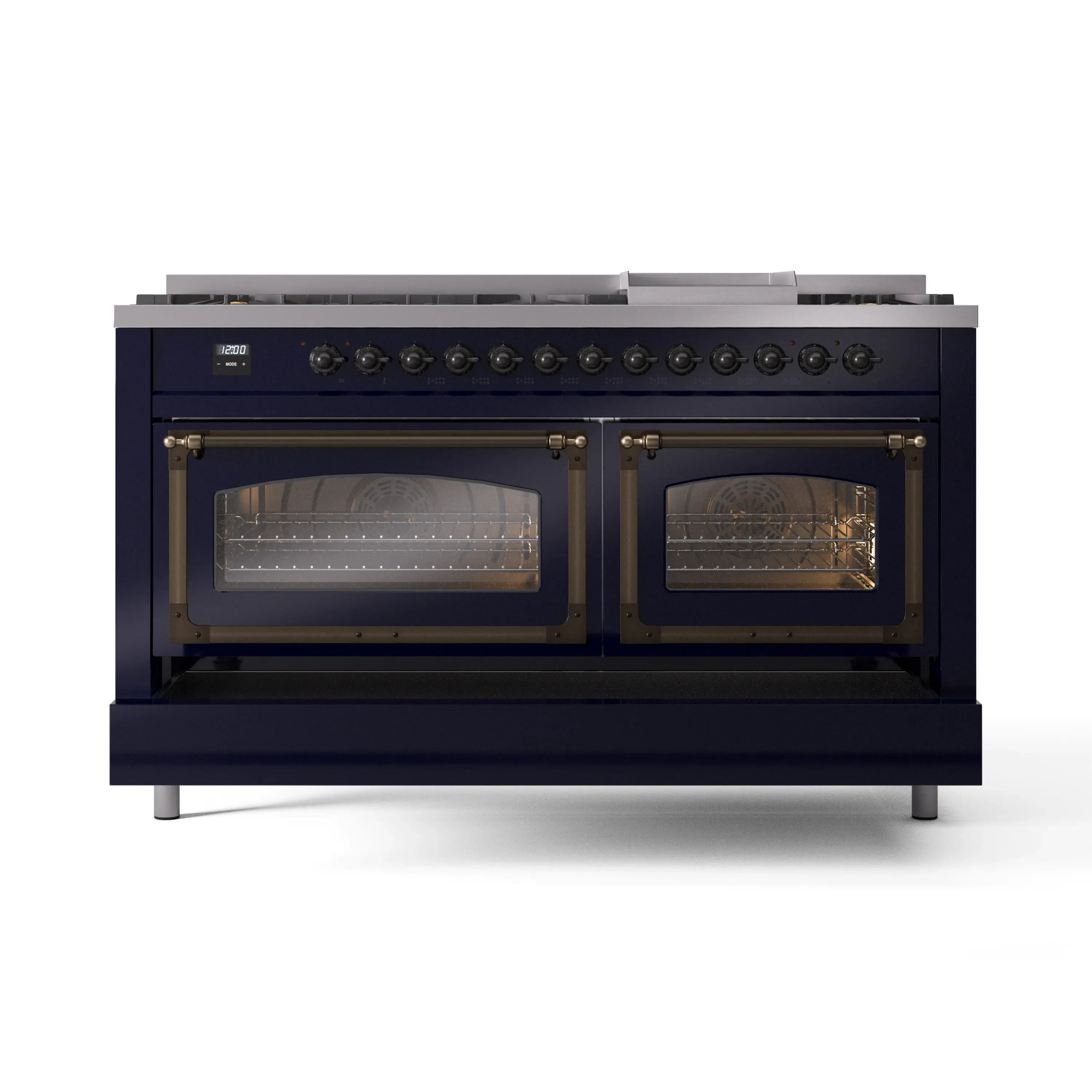 ILVE 60-Inch Nostalgie II Noblesse Natural Gas Dual Fuel Range   in Midnight Blue with Bronze Trim (UN60FNMPMBB) - Image 2
