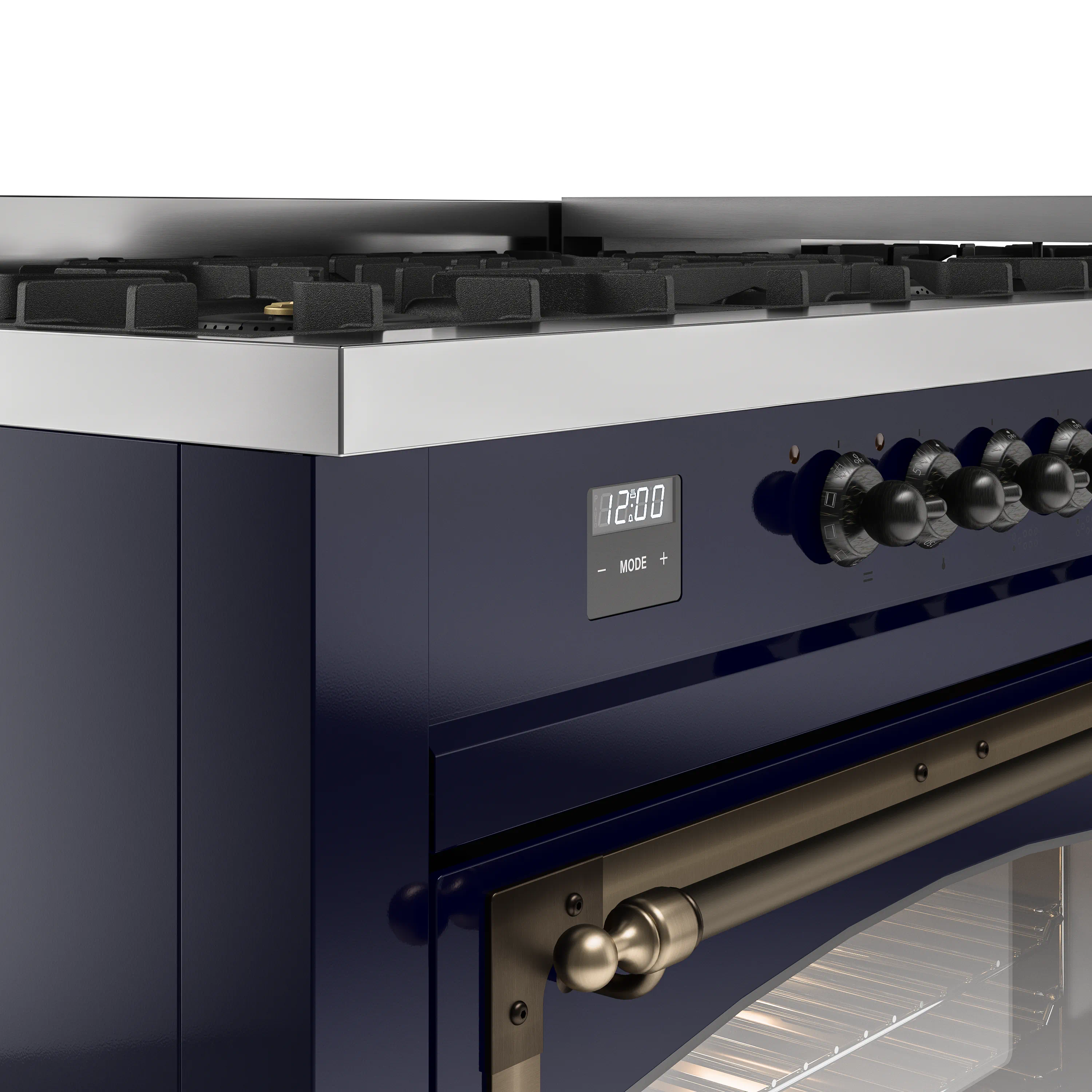 ILVE 60-Inch Nostalgie II Noblesse Natural Gas Dual Fuel Range   in Midnight Blue with Bronze Trim (UN60FNMPMBB) - Image 3