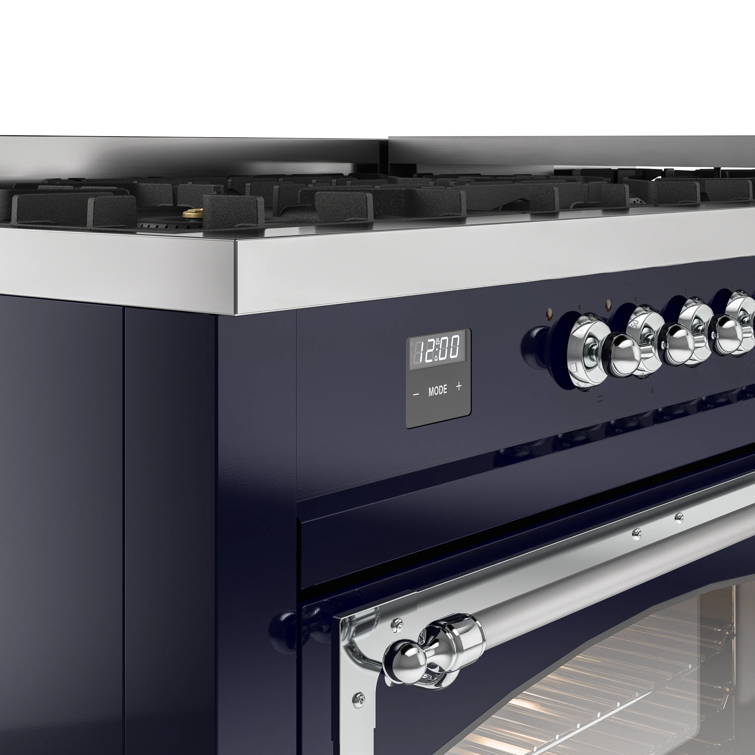 ILVE 60-Inch Nostalgie II Noblesse Natural Gas Dual Fuel Range   in Midnight Blue with Chrome Trim (UN60FNMPMBC) - Image 3