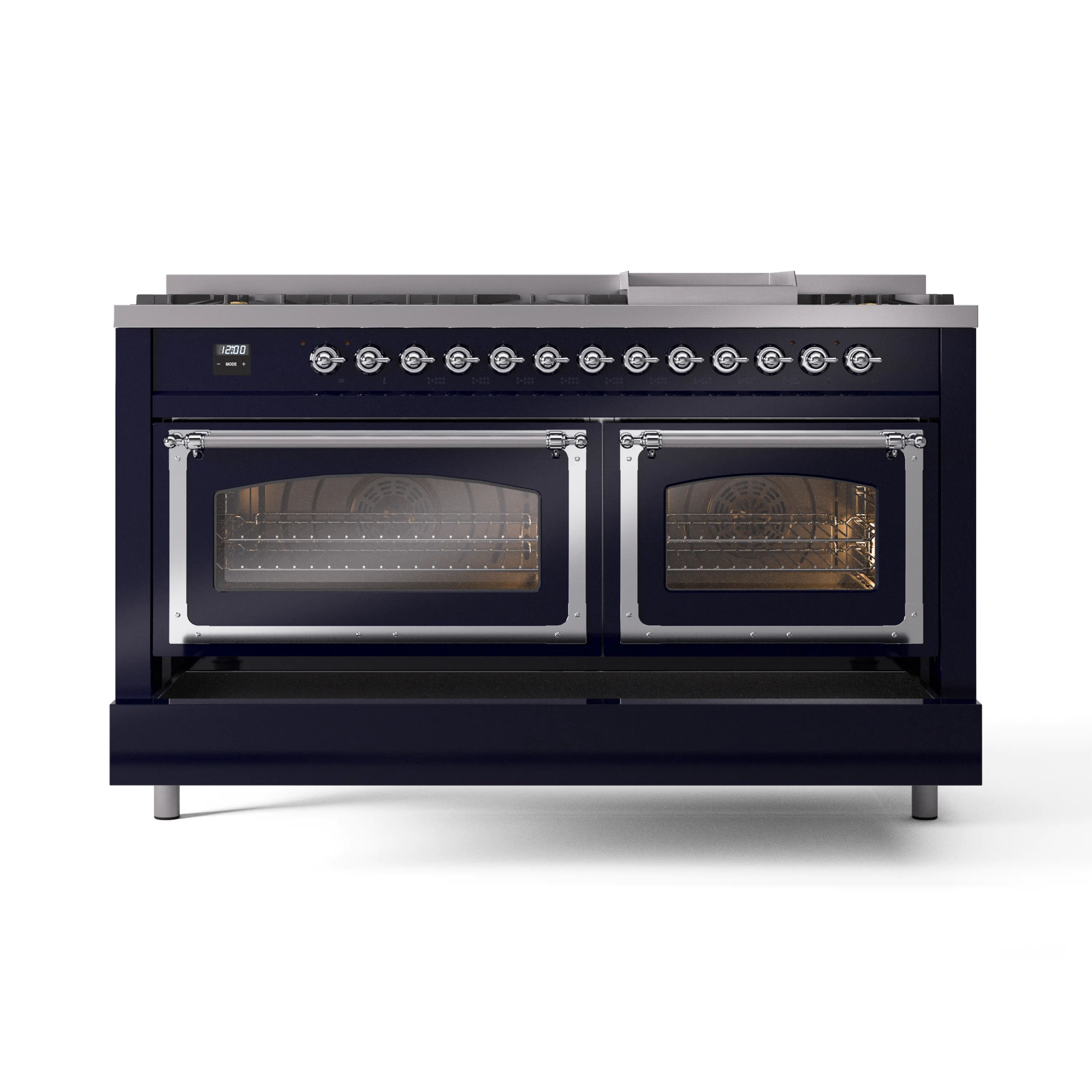 ILVE 60-Inch Nostalgie II Noblesse Natural Gas Dual Fuel Range   in Midnight Blue with Chrome Trim (UN60FNMPMBC) - Image 6