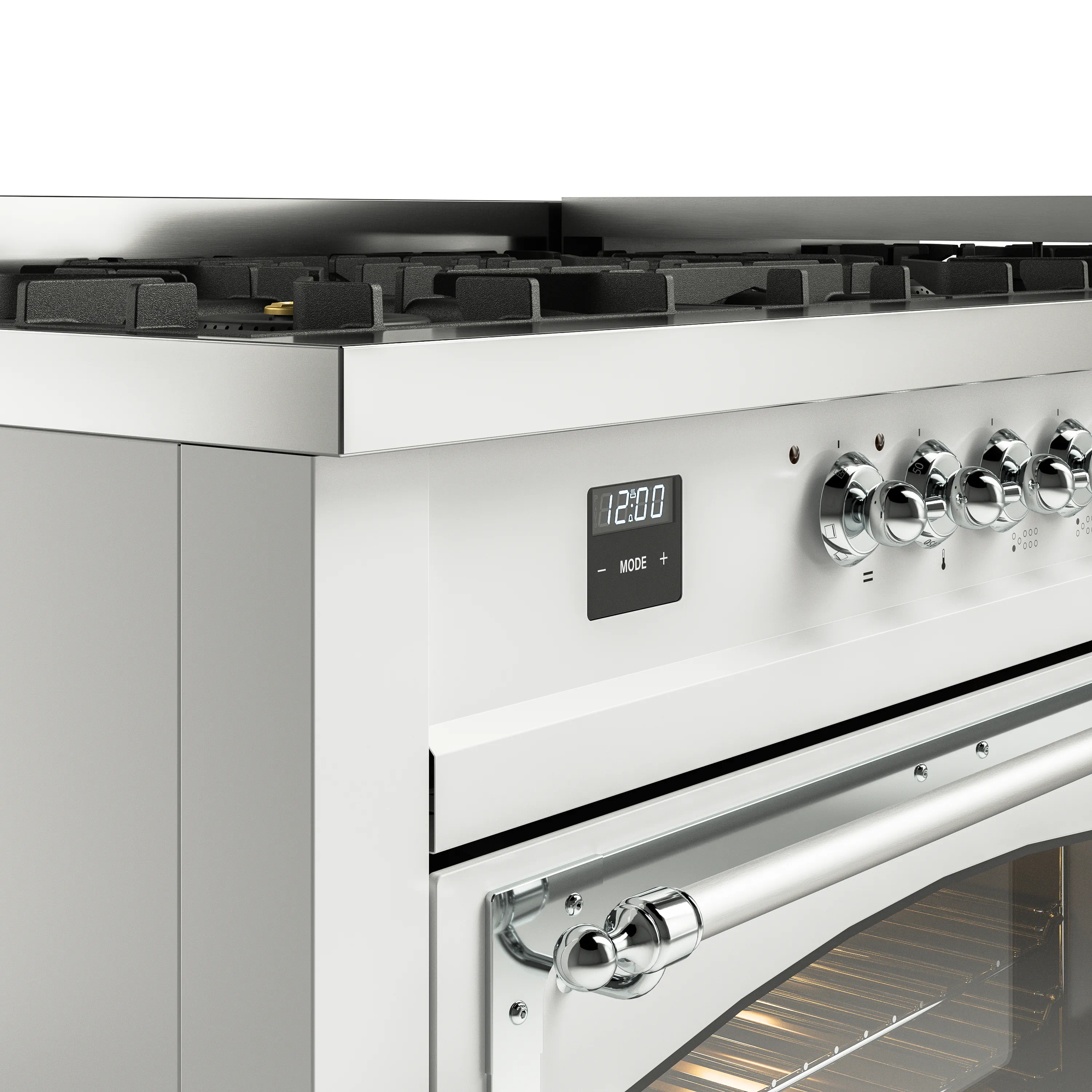 ILVE 60-Inch Nostalgie II Noblesse Natural Gas Dual Fuel Range   in White with Chrome Trim (UN60FNMPWHC) - Image 3