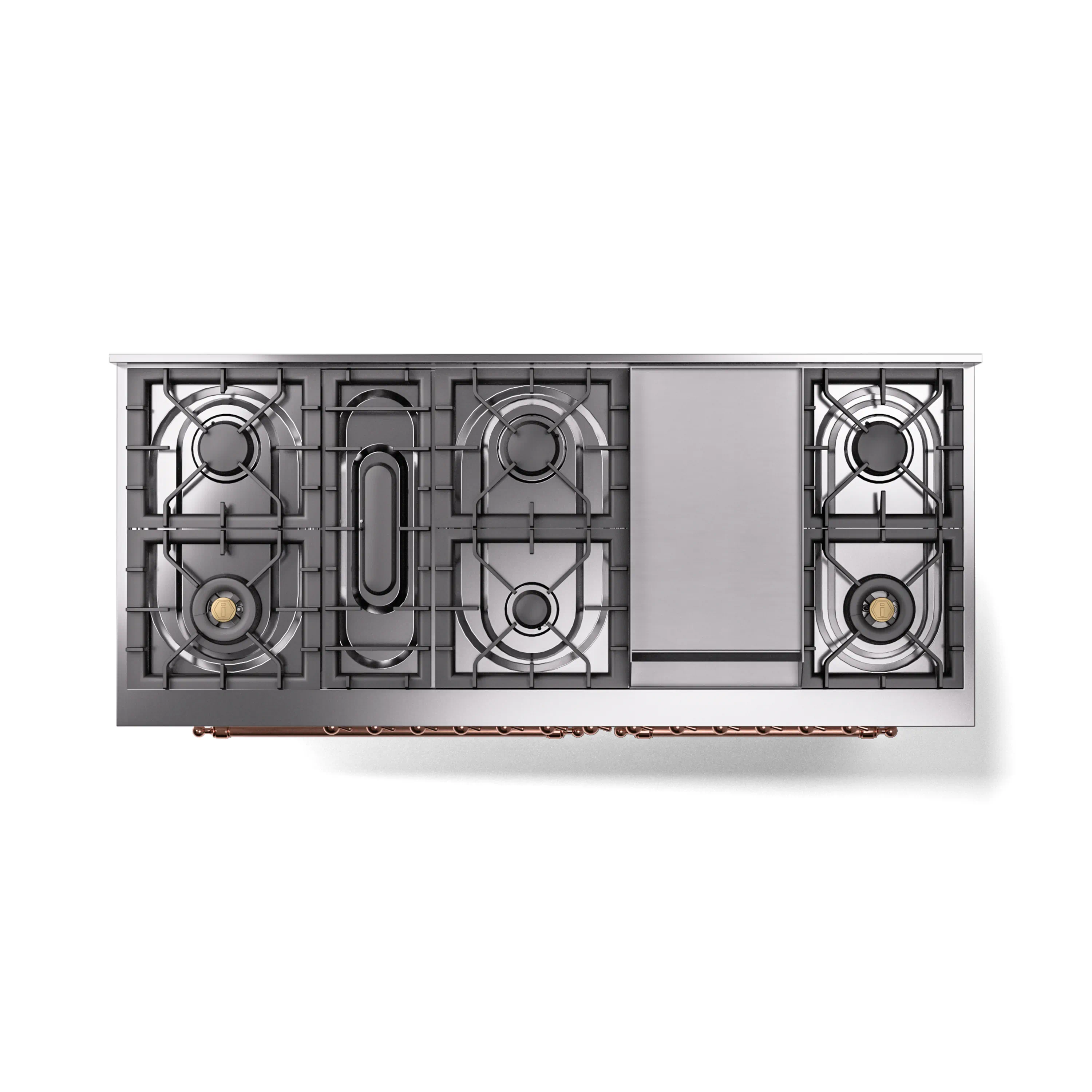 ILVE 60-Inch Nostalgie II Noblesse Natural Gas Dual Fuel Range   in White with Copper Trim (UN60FNMPWHP) - Image 4