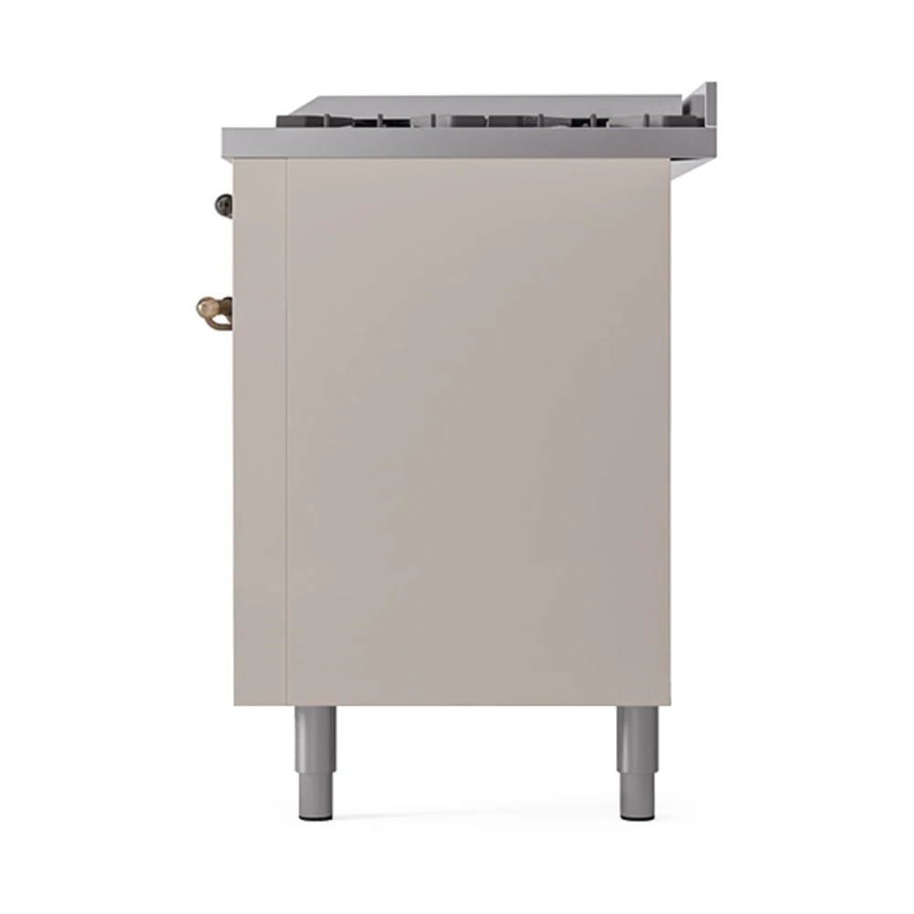 ILVE 60-Inch Nostalgie II Noblesse Propane Gas Dual Fuel Range with 9 Sealed Burners, Griddle, and Solid Door Oven in Antique White with Bronze Trim (UN60FQNMPAWBLP) - Image 5