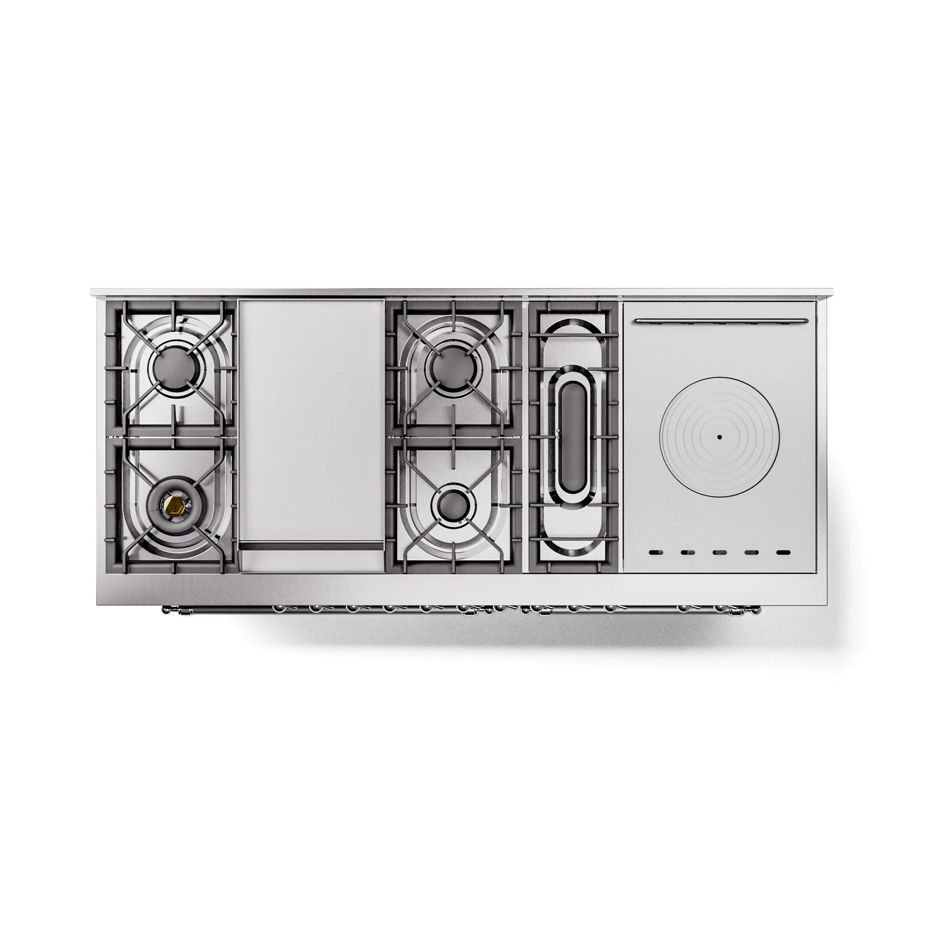 ILVE 60-Inch Nostalgie II Noblesse Propane Gas Dual Fuel Range with 7 Sealed Burners, Griddle, French Top, and Triple Glass Door Oven in Midnight Blue with Chrome Trim (UN60FSNMPMBCLP) - Image 4