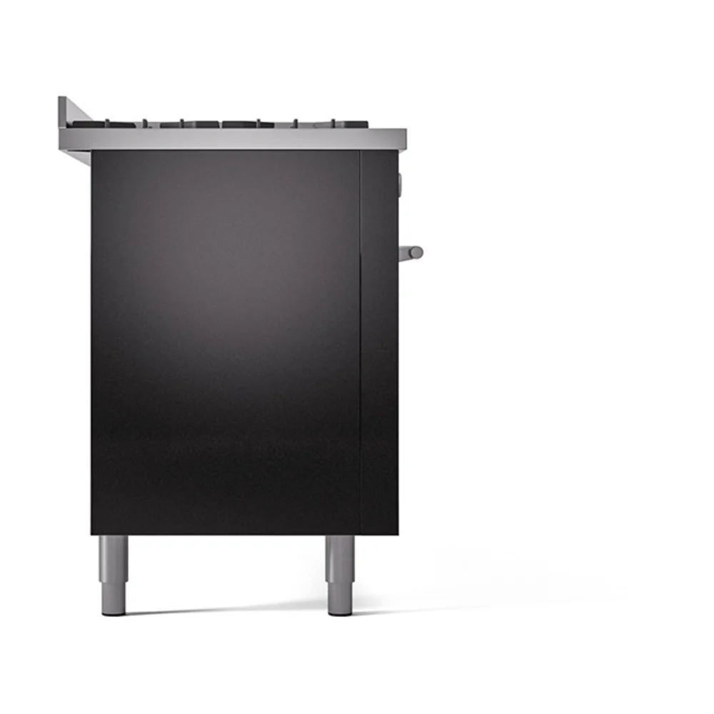ILVE 60-inch Professional Plus II Natural Gas Dual Fuel Range with 9 Burners, Griddle, and Solid Door Oven in Glossy Black  (UP60FQMPBK) - Image 4