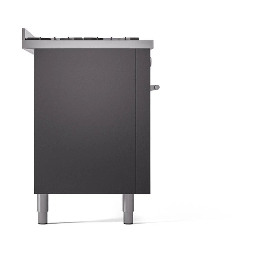 ILVE 60-inch Professional Plus II Natural Gas Dual Fuel Range with 9 Burners, Griddle, and Solid Door Oven in Matte Graphite (UP60FQMPMG) - Image 4