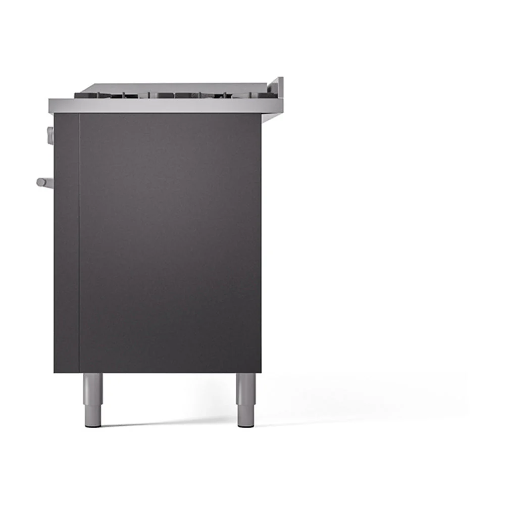 ILVE 60-inch Professional Plus II Natural Gas Dual Fuel Range with 9 Burners, Griddle, and Solid Door Oven in Matte Graphite (UP60FQMPMG) - Image 5