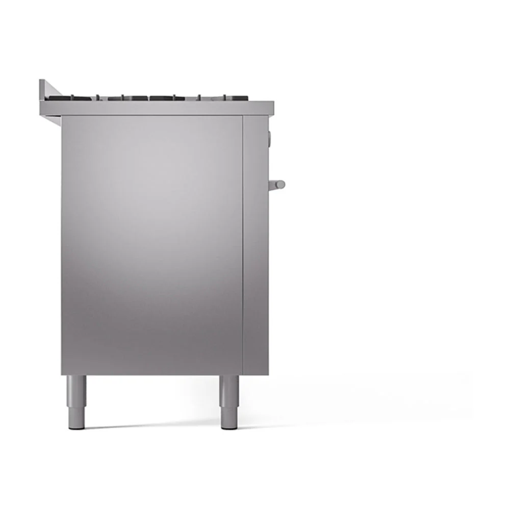 ILVE 60-inch Professional Plus II Natural Gas Dual Fuel Range with 9 Burners, Griddle, and Solid Door Oven in Stainless Steel (UP60FQMPSS) - Image 4
