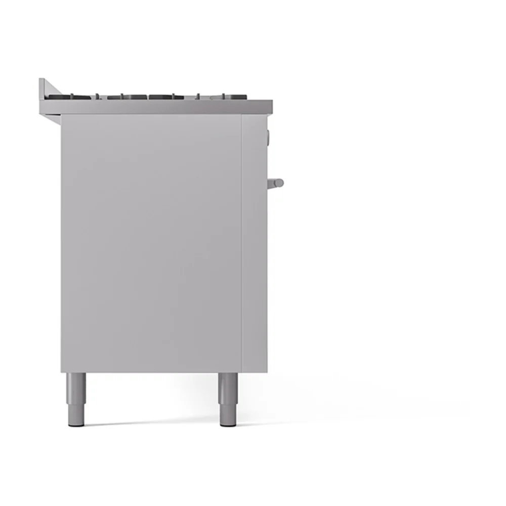 ILVE 60-inch Professional Plus II Natural Gas Dual Fuel Range with 9 Burners, Griddle, and Solid Door Oven in White (UP60FQMPWH) - Image 4