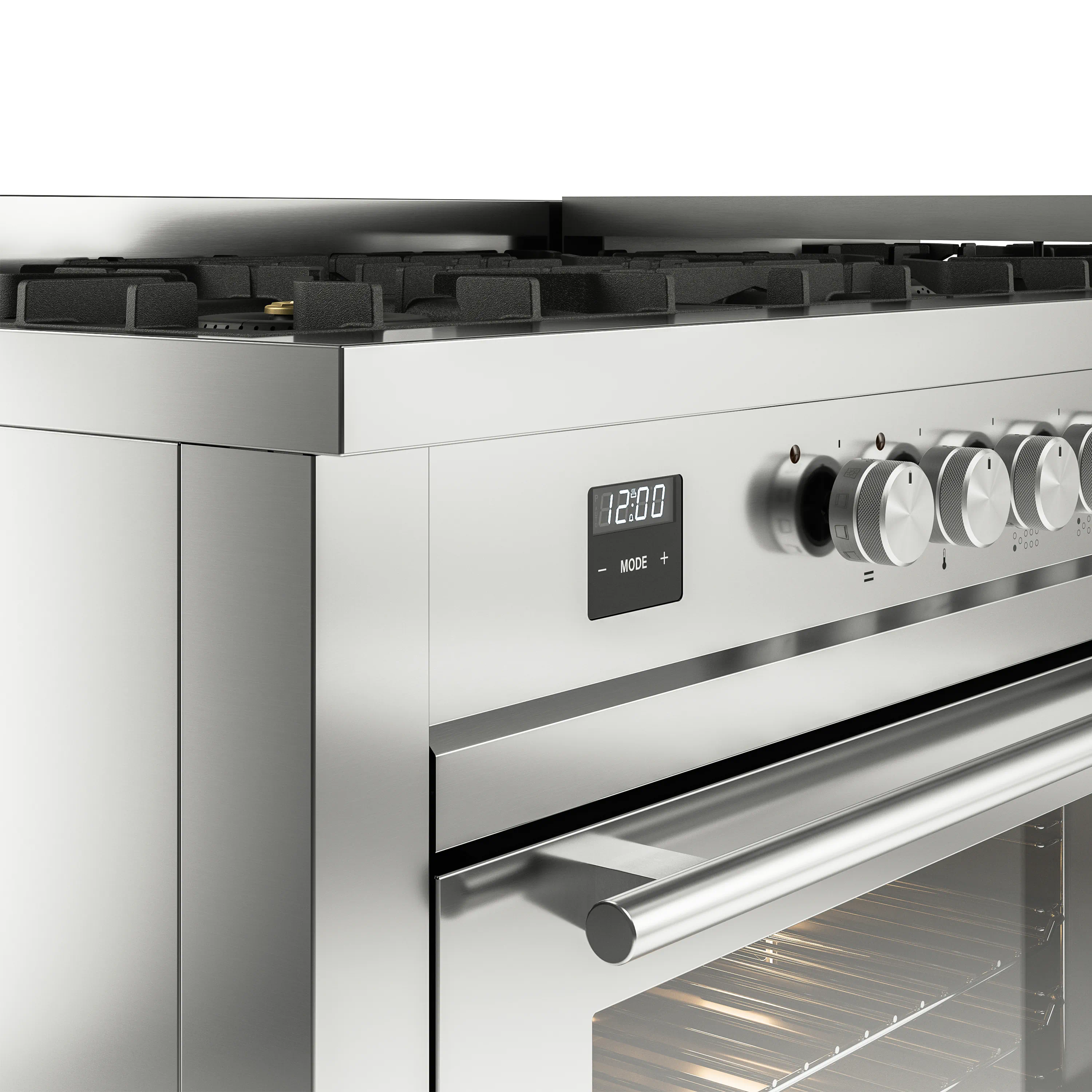 ILVE 60-inch Professional Plus II Natural Gas Dual Fuel Range with 9 Burners, Griddle, and Triple Glass Door Oven in Stainless Steel (UP60FWMPSS) - Image 3