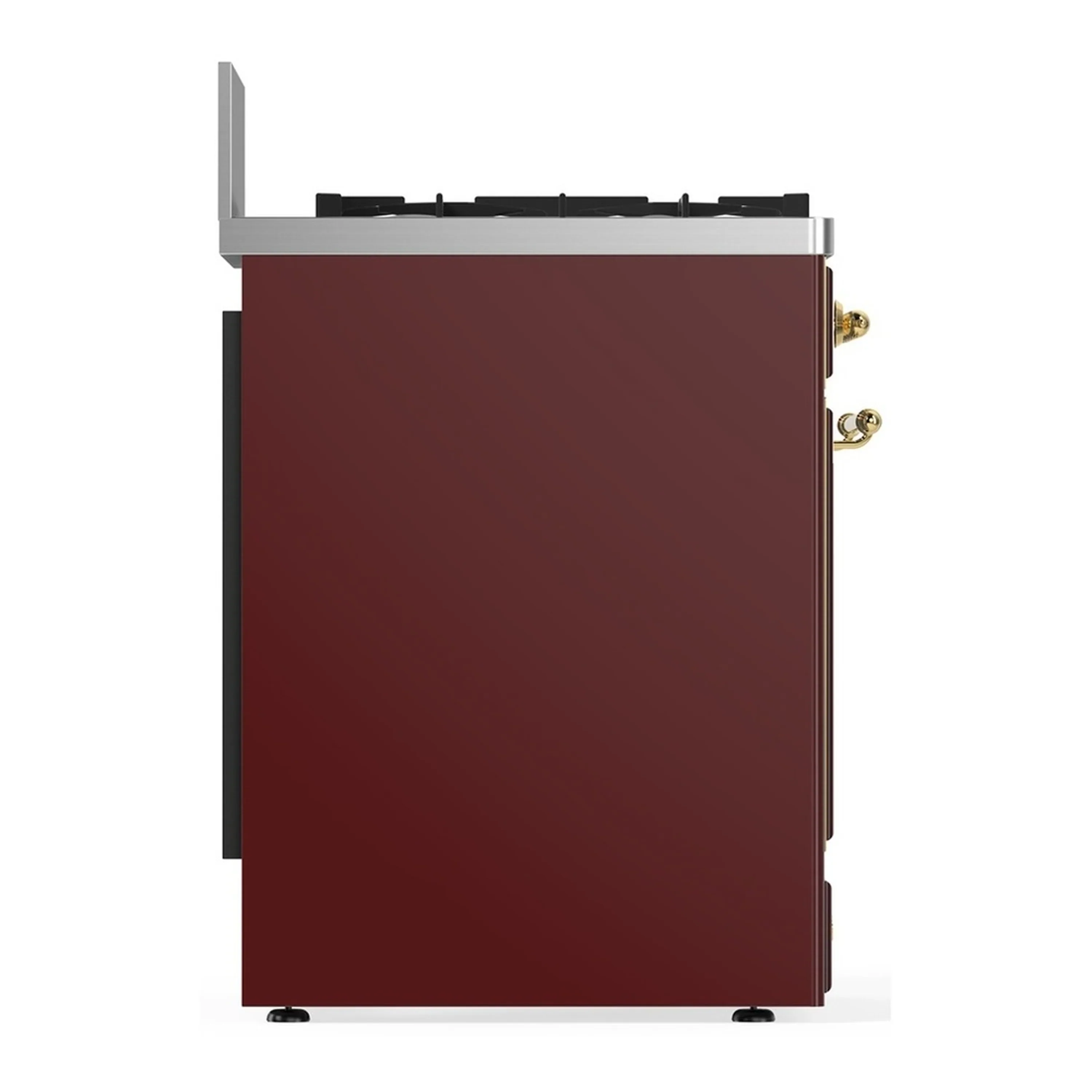 ILVE Majestic III 30-inch Dual Fuel Range with 5 Natural Gas Burner and Triple Glass Door Electric Oven in Burgundy with Brass Trim (UM30NR3BUG) - Image 7
