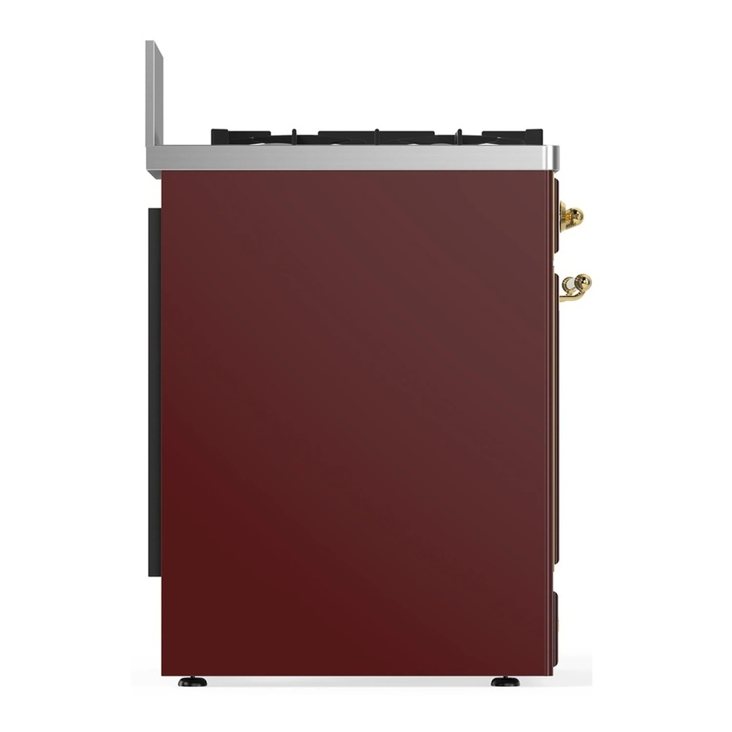 ILVE Majestic III 30-inch Dual Fuel Range with 5 Liquid Propane Burner and Solid Door Electric Oven in Burgundy with Brass Trim (UM30QNR3BUGLP) - Image 7