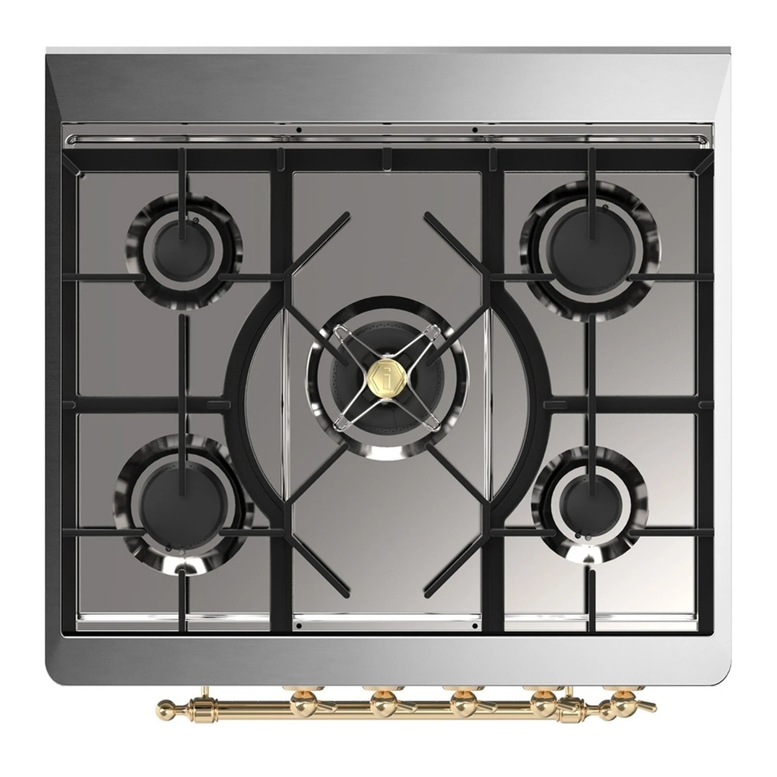 ILVE Majestic III 30-inch Dual Fuel Range with 5 Natural Gas Burner and Solid Door Electric Oven in Emerald Green with Brass Trim (UM30QNR3EGG) - Image 2
