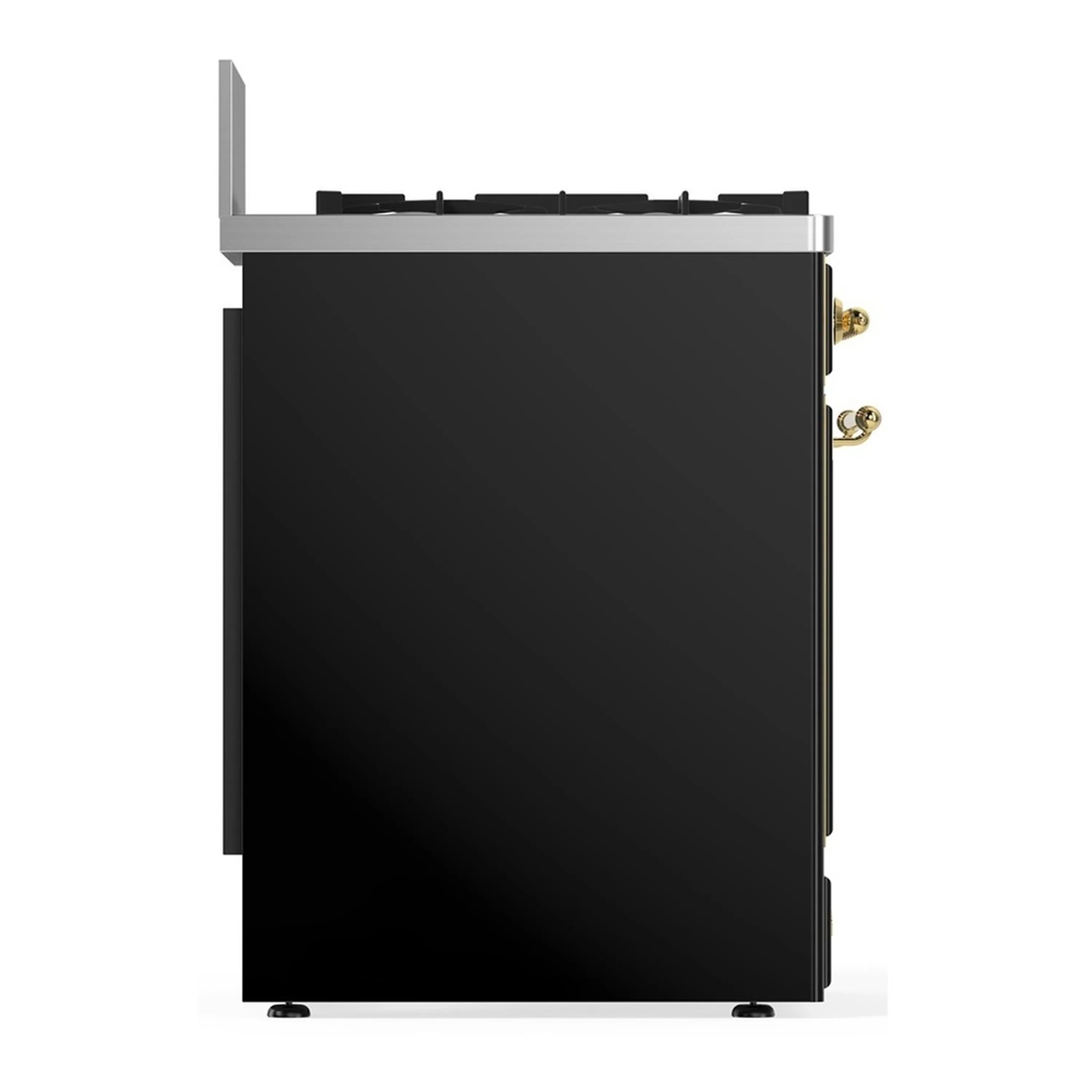 ILVE Majestic III 30-inch Dual Fuel Range with 5 Liquid Propane Burner and Triple Glass Door Electric Oven in Glossy Black with Brass Trim (UM30NR3BKGLP) - Image 7